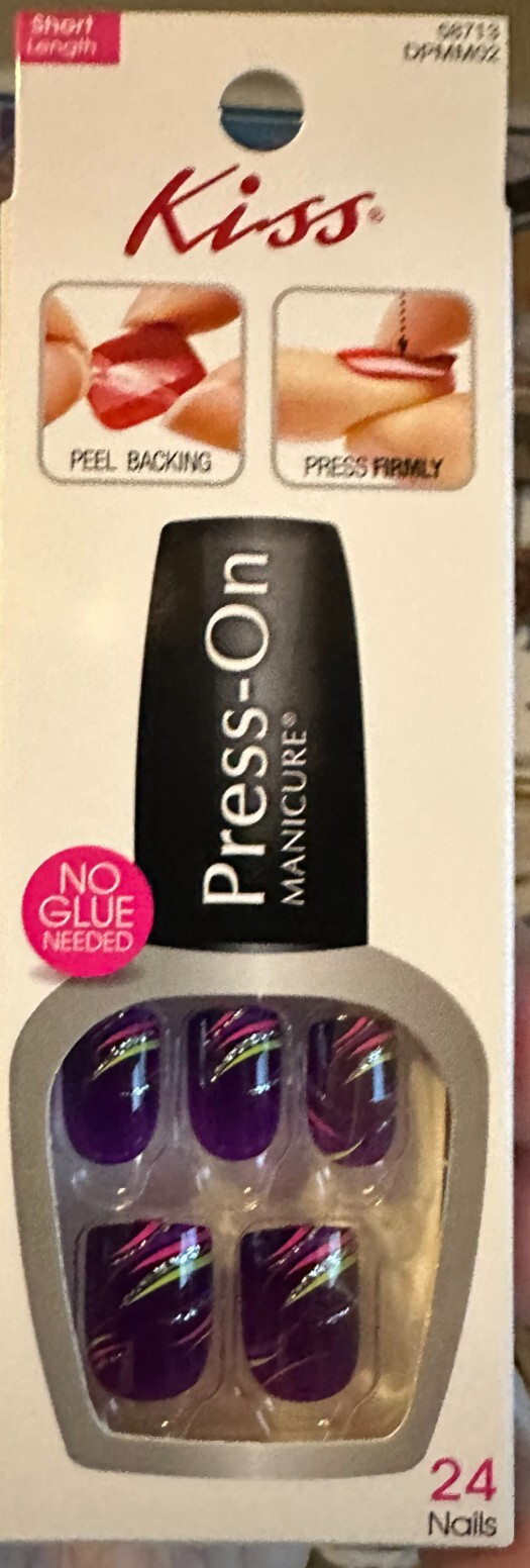 Impress Gel Manicure Press on Nails Purple with accents glitter