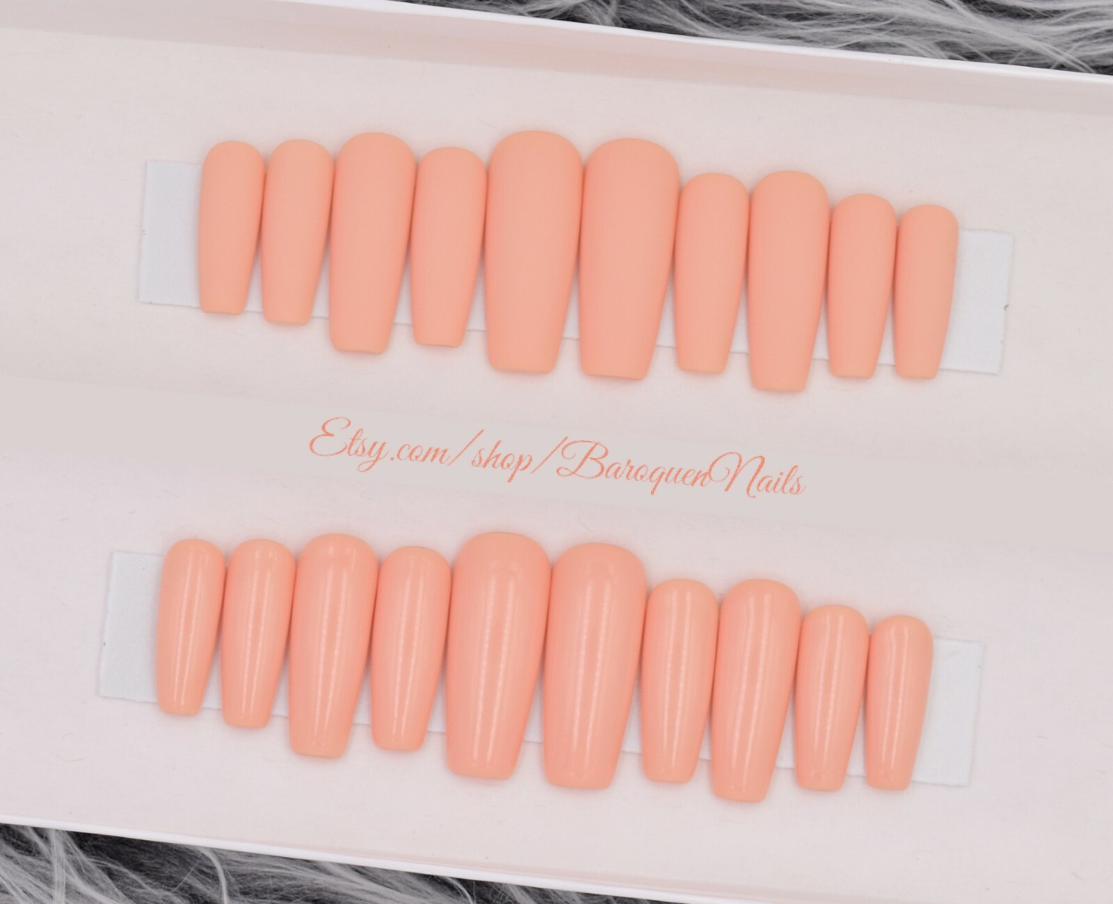 Nude Peach Press On Nails | Pastel Orange Cream Fake Nails | Glossy Nails | Glue