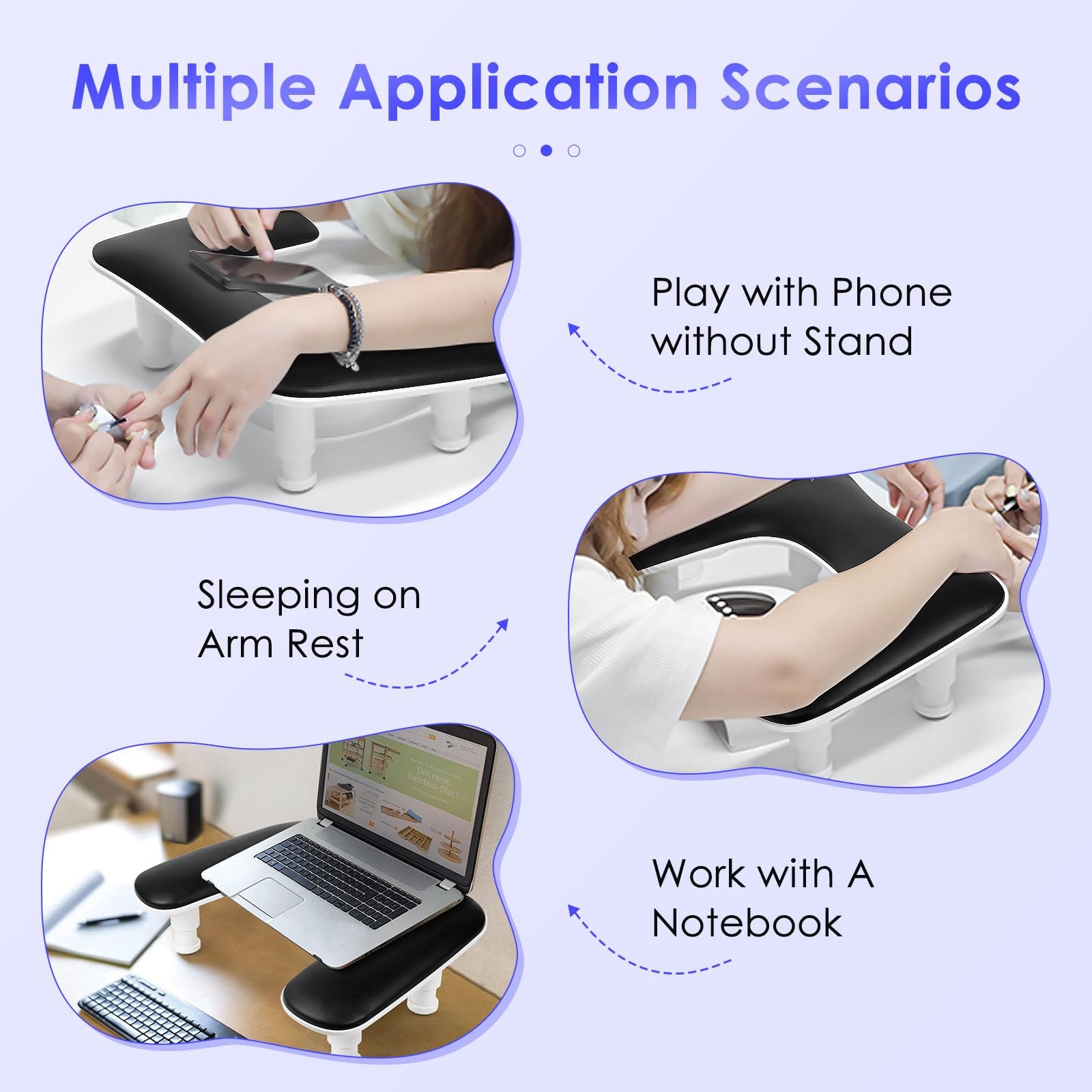 Manicure Arm Rest for Nails Tech: U-shaped Adjustable Nail Armrest – Black PU…