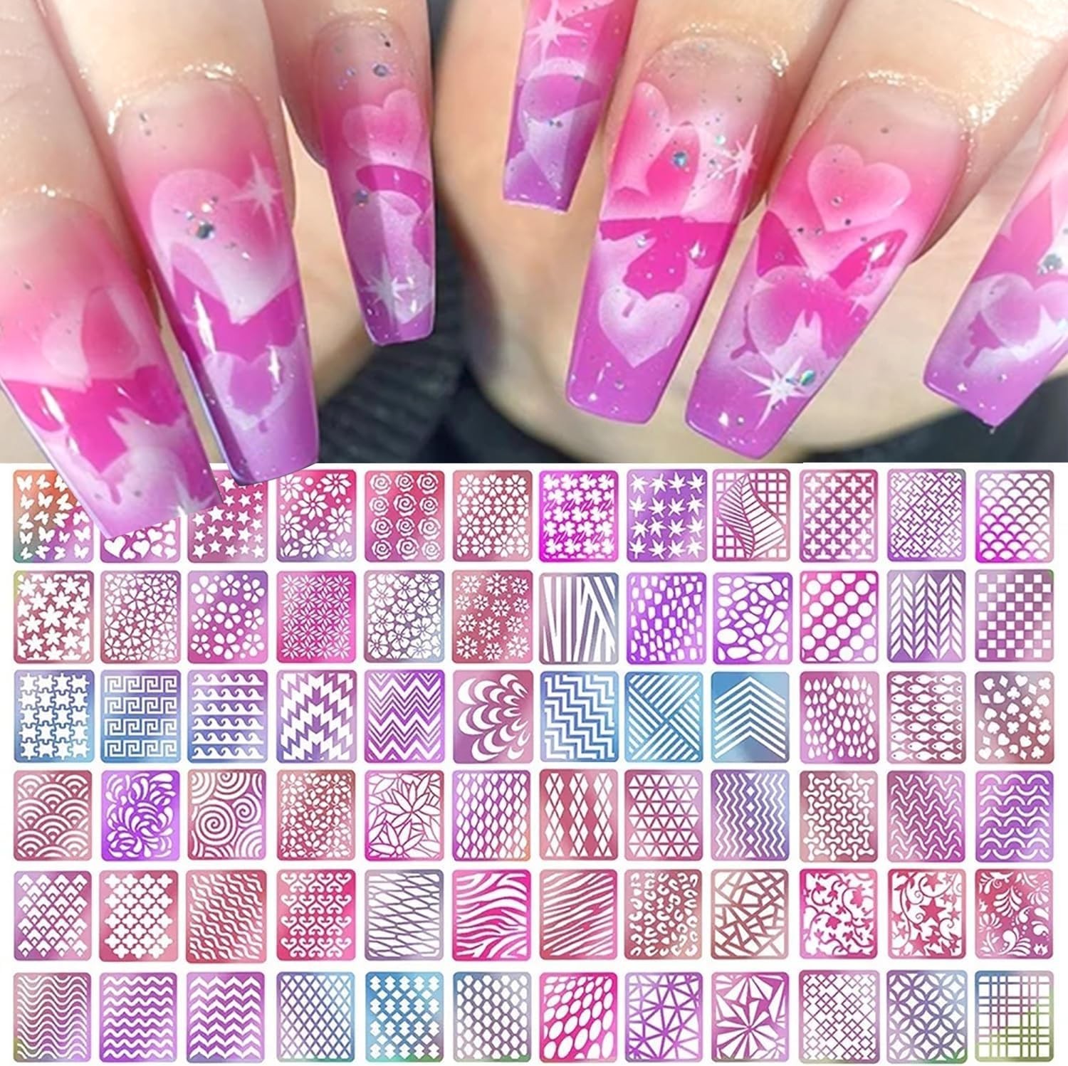 Airbrush Nail Stickers 24 Sheets Vinyl Decals for Custom Nail Art Designs