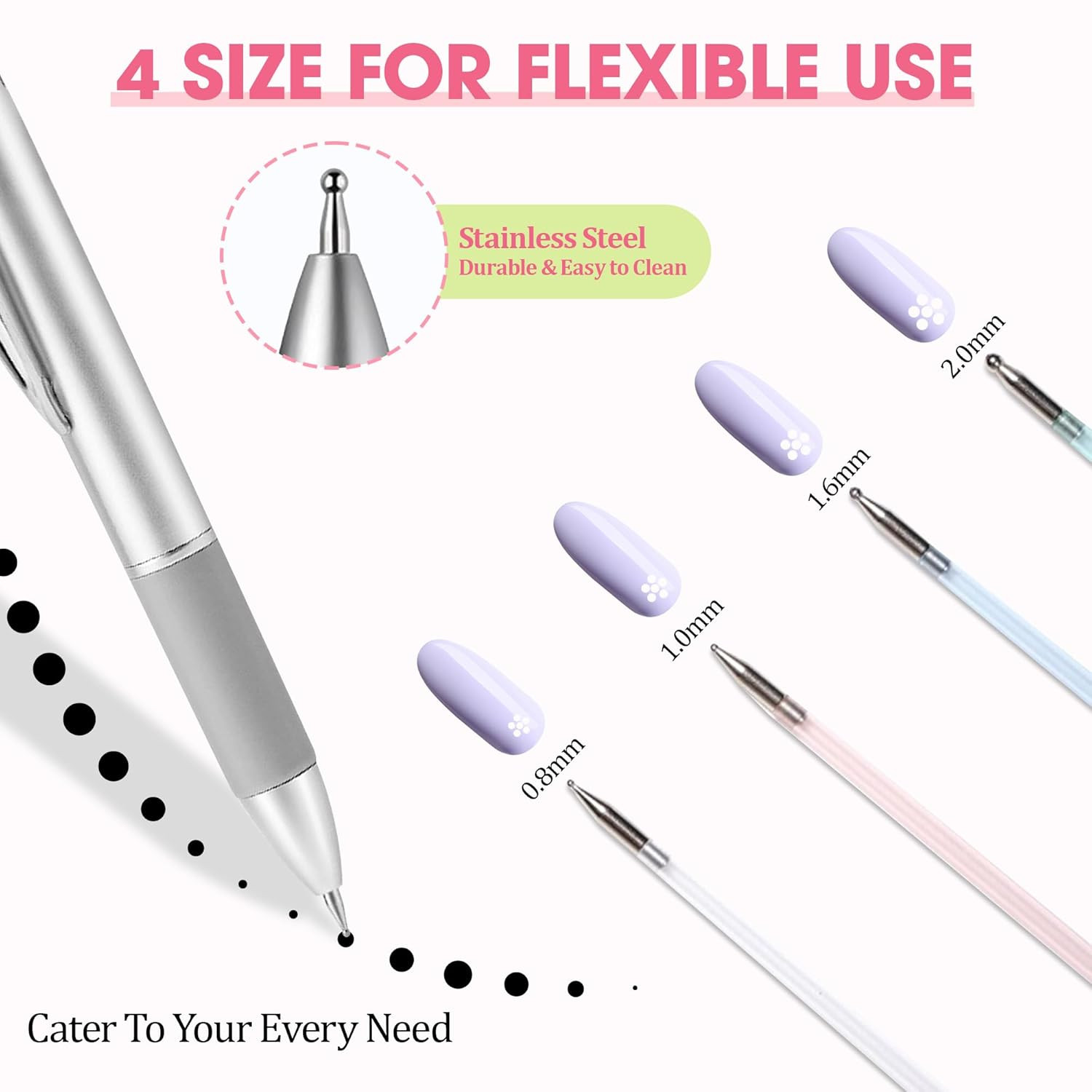 Nail Dotting Pen 5 in 1, Ballpoint Pen Design Nail Dotting Tool for Manicure