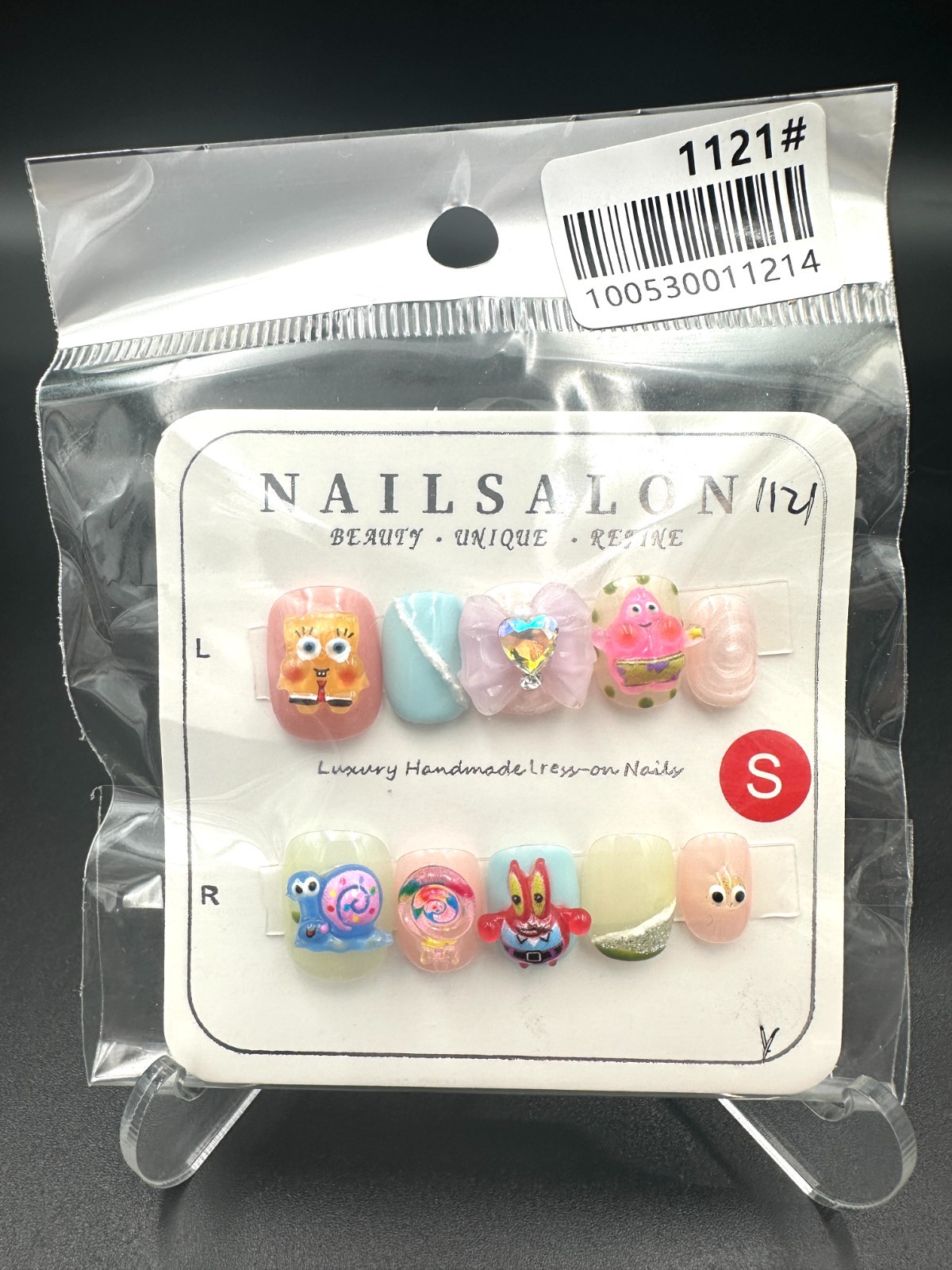 Lot of 8 Packs Press On Nails Size S Rhinestone 3D Bling False Nail Art Set