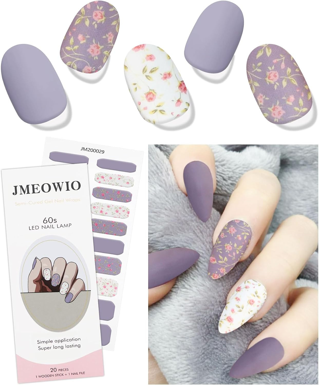 Semi Cured Gel Strips Nail Art Sticker Wrap Flower