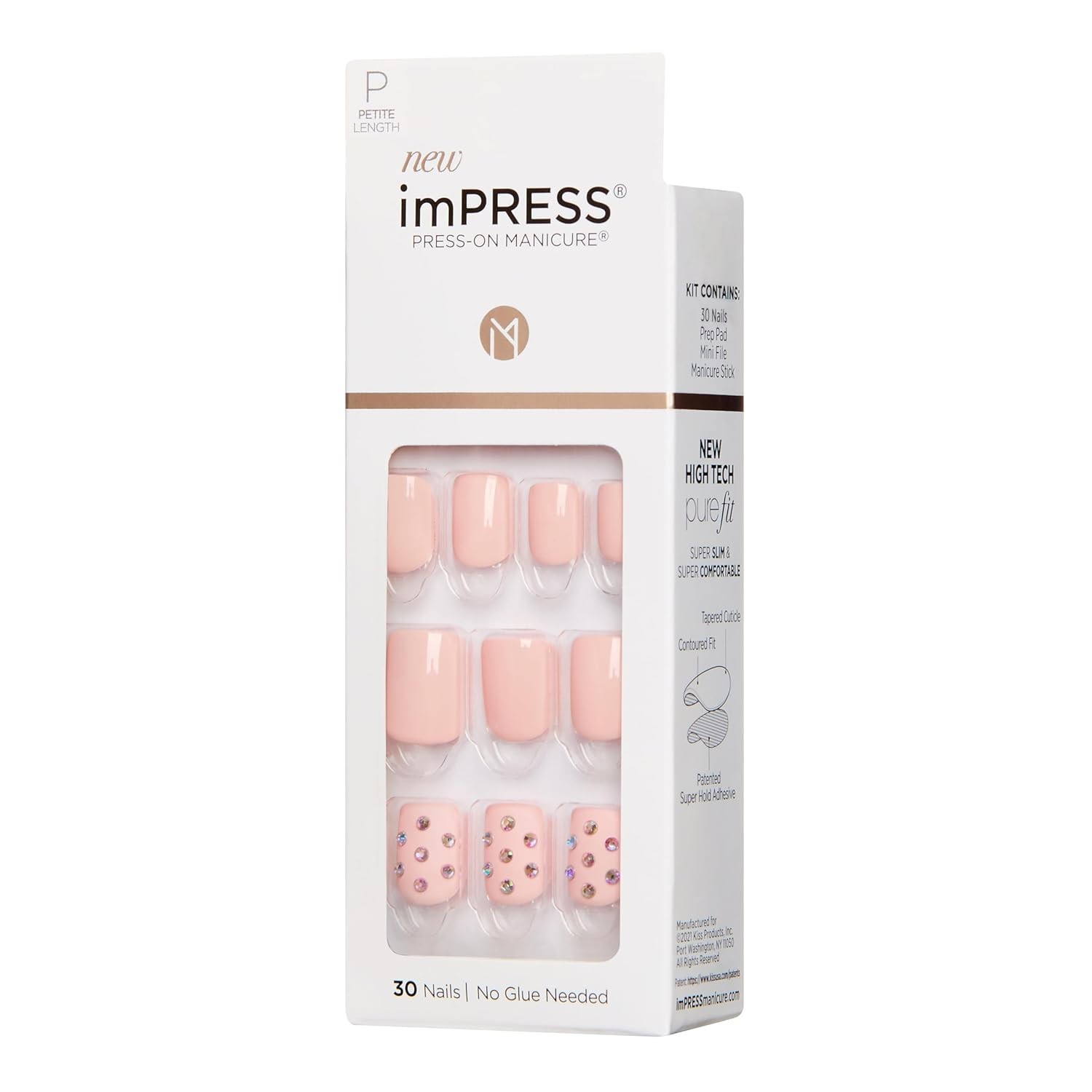 Elegant KISS Pink Press On Nails – ‘Petite Secrets’, 30 Nails, Easy Application