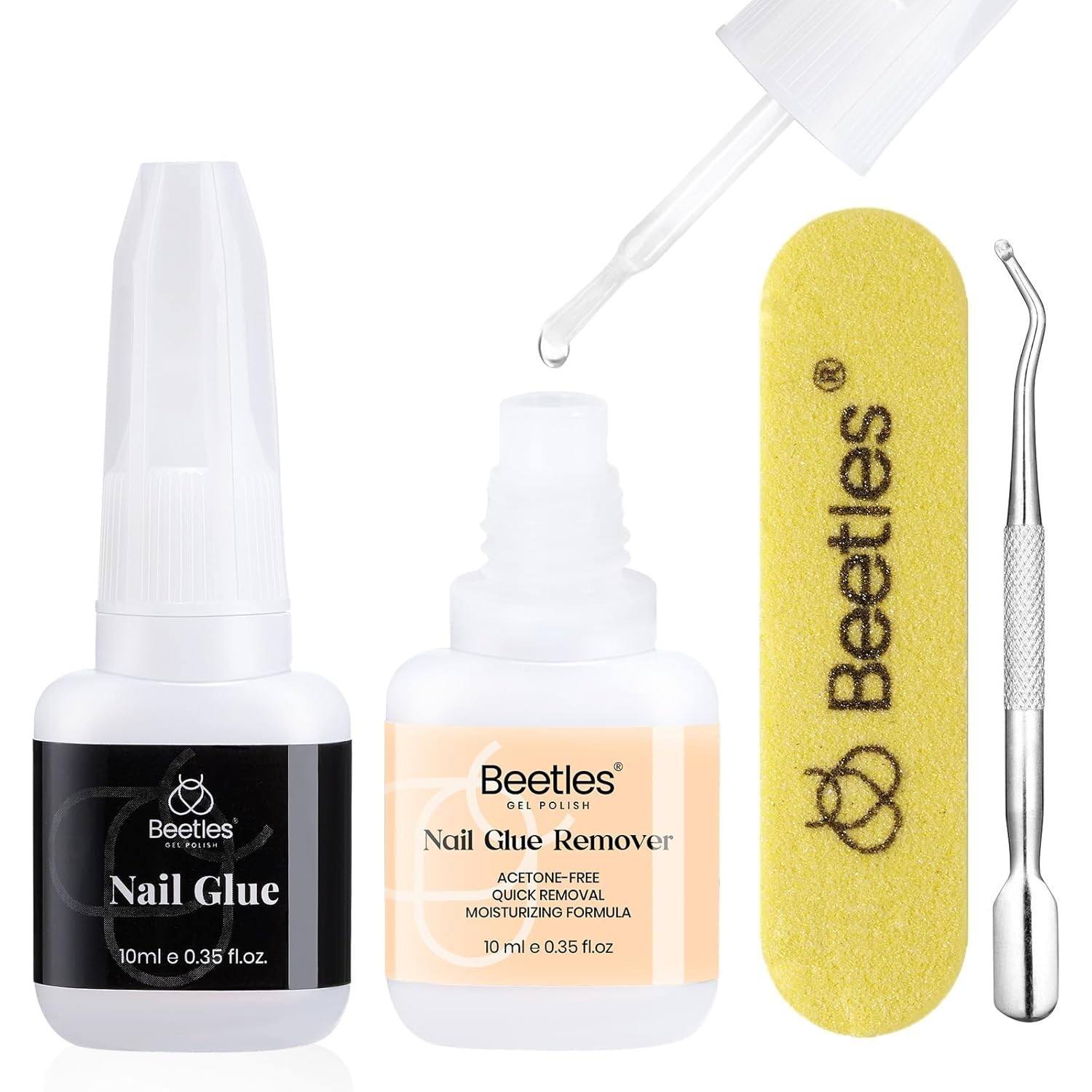 Beetles Nail Glue with Glue Remover Kit, 2 * 10ML Super Strong Easy to Remove…