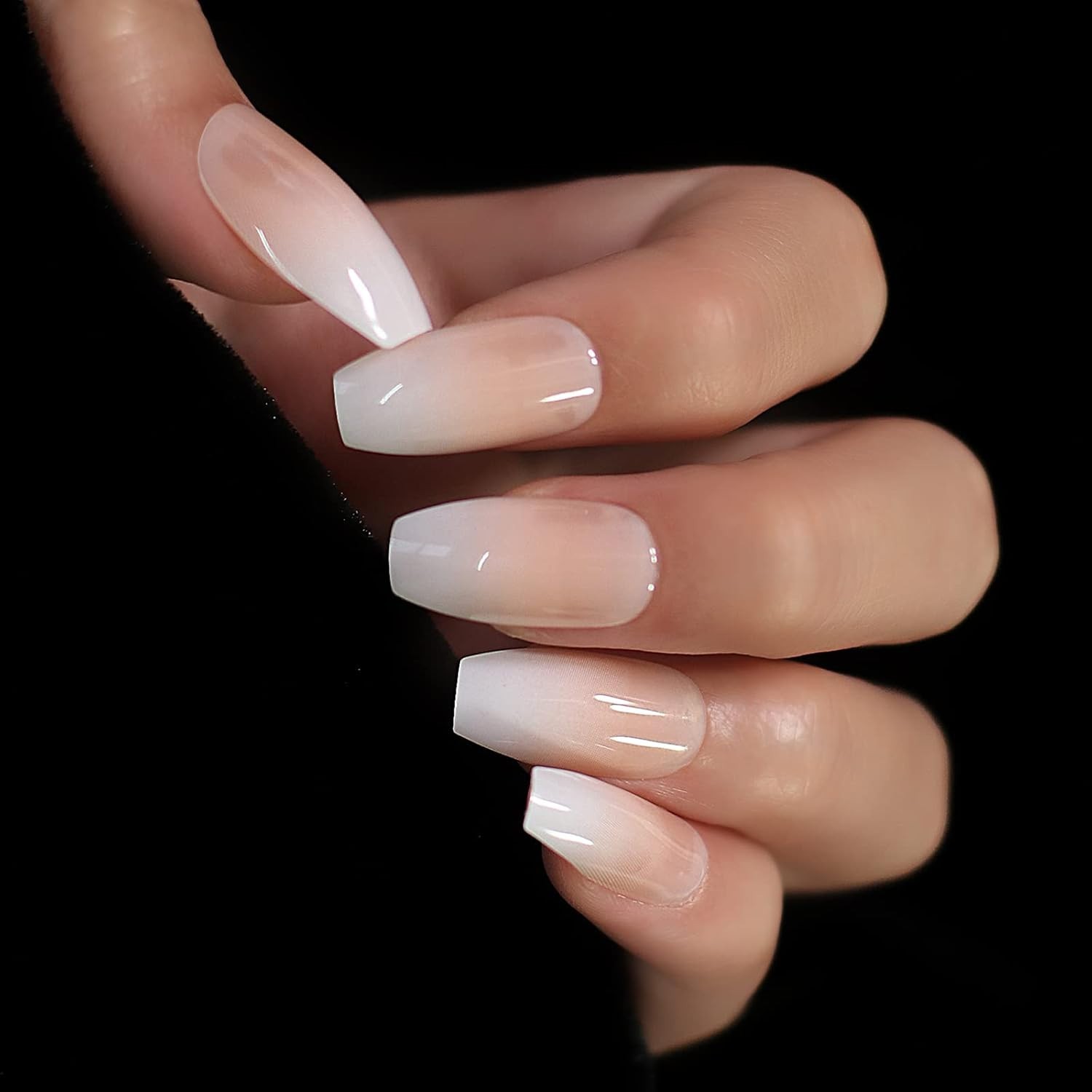 Fashion-Forward Ombre Ballerina Coffin Nails – Easy Press On for Any Occasion