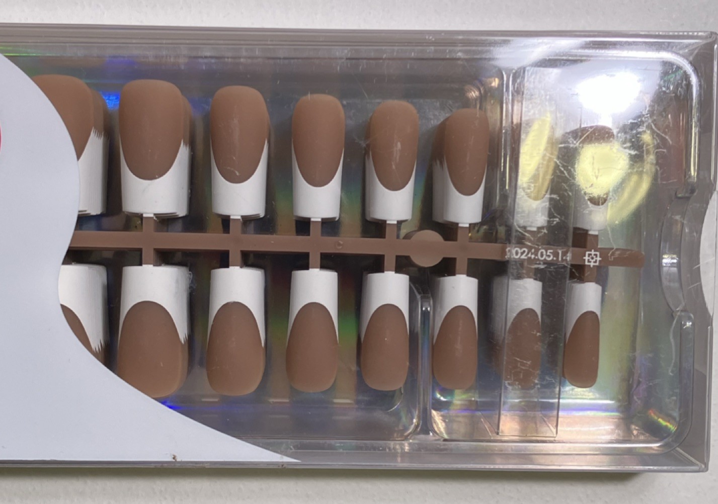 Jofay Fashion French Oval Acrylic Artificial Nail Tips Brown/White 320pcs