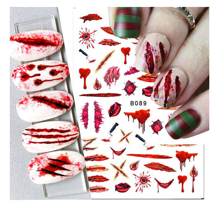 Halloween Nail Art Stickers Decals Red Lips Bloody Self-Adhesive B89 NH15