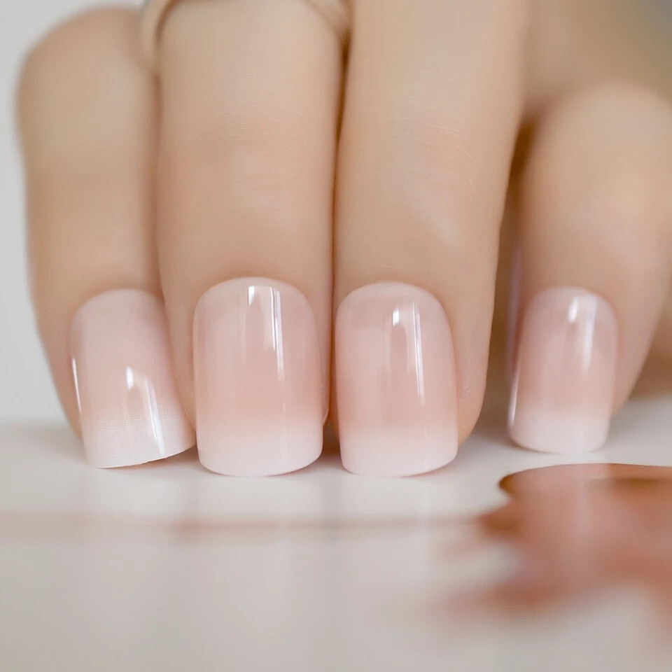 24 short French ombre Press on Nails kit with glue