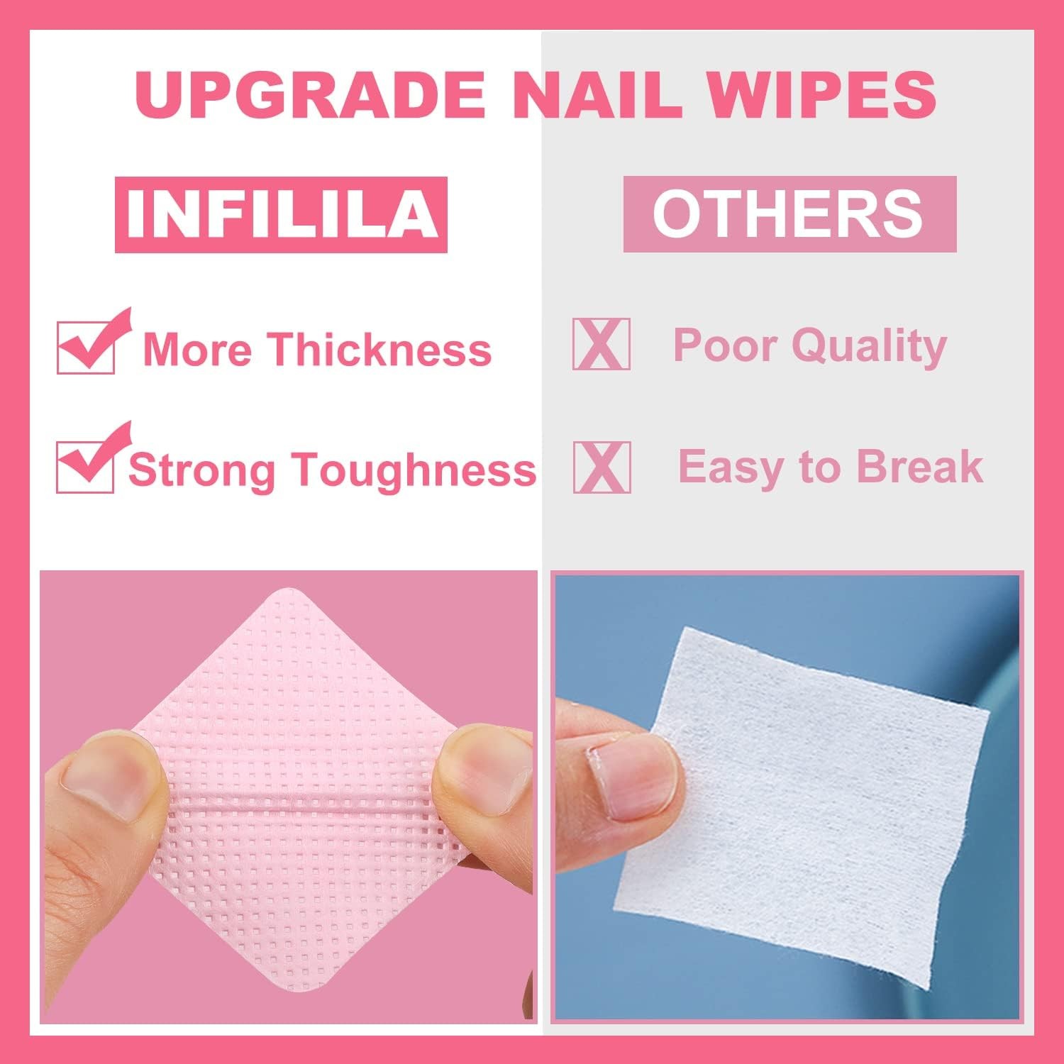 Lint Nail Wipes, Non-Woven Fabric Dry Nail Prep Wipes,