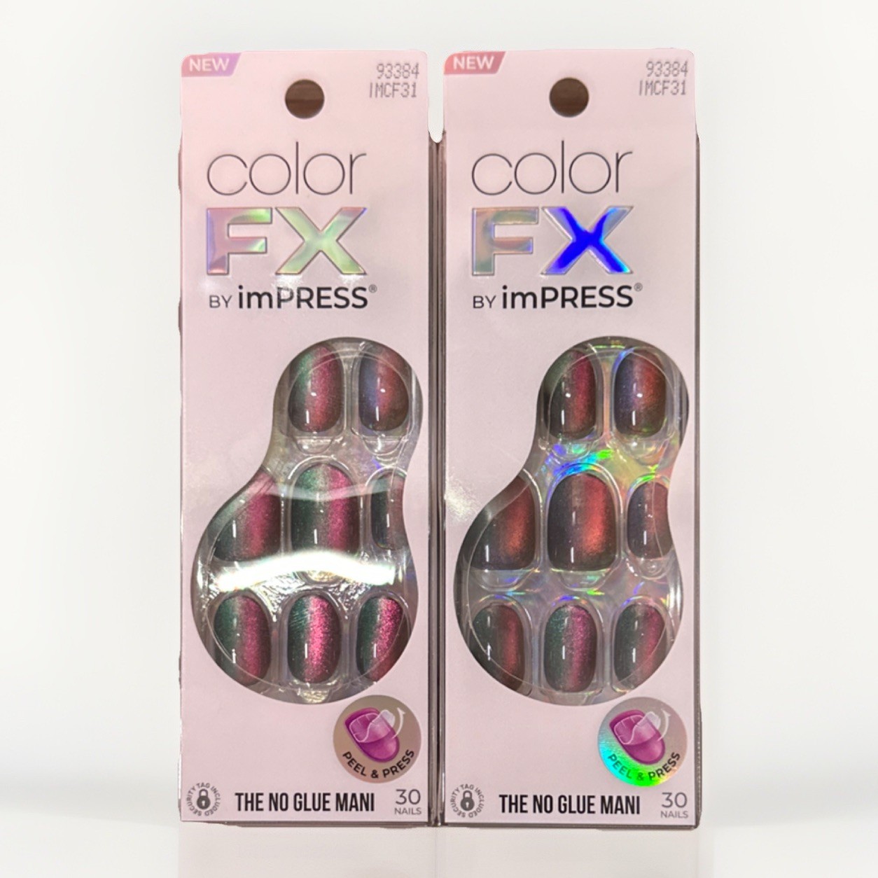 2 PACKS- Lot of imPRESS Press-On Nails Multicolor Shiny Self-Adhesive Short