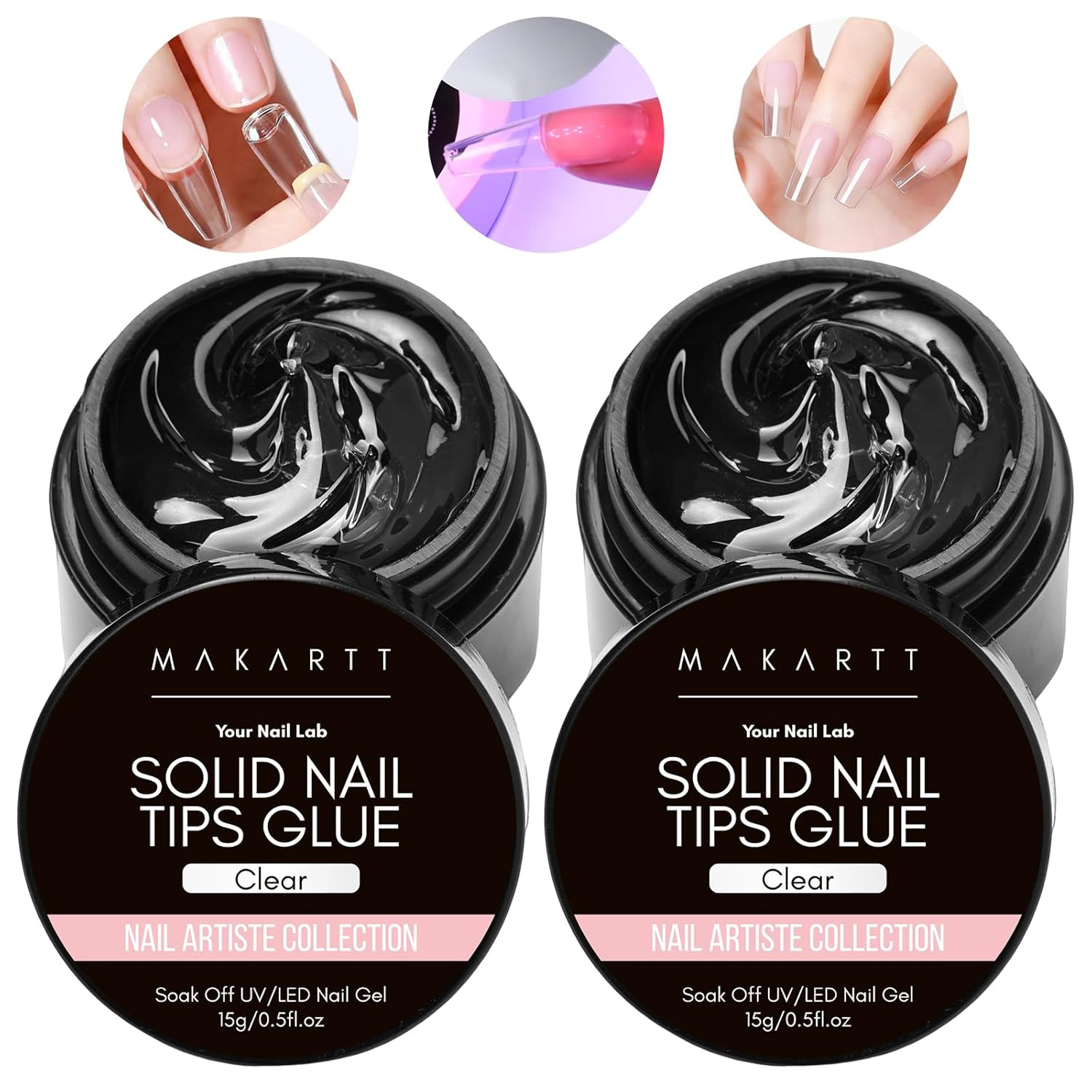 Solid Nail Glue Gel: Nail Glue for Press on Nails 2Pcs