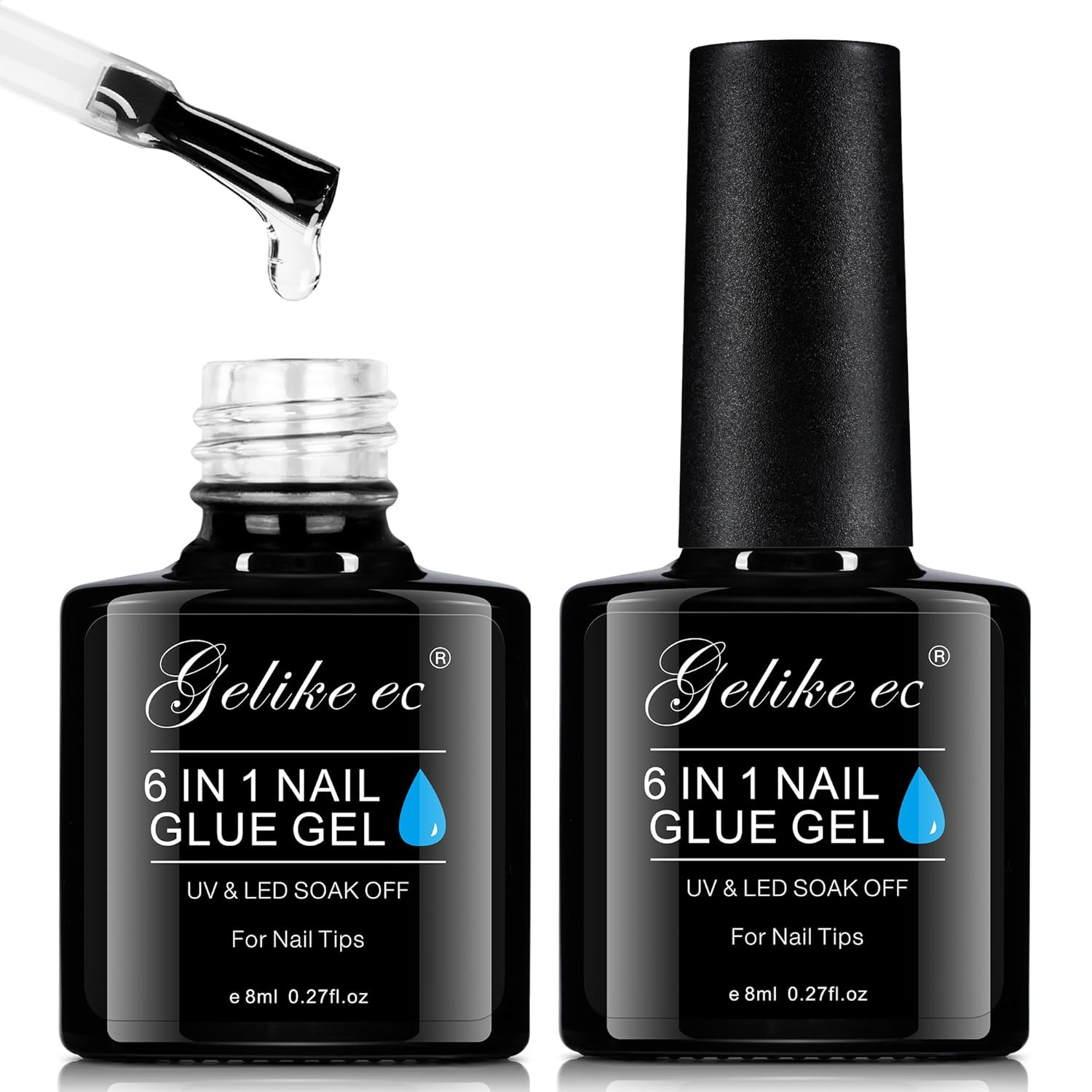 6 in 1 Nail Glue Gel: 2 Pcs Gel Nail Polish for Press on Nails – Nail Glue St…