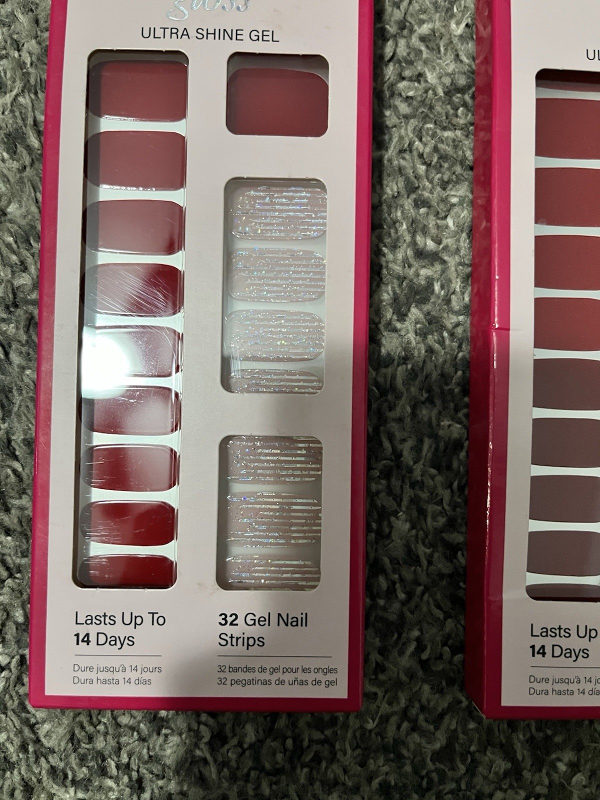 2 pk Dashing Diva Gloss Ultra Shine Gel Nail Strips Dance Floor Valentines LOT