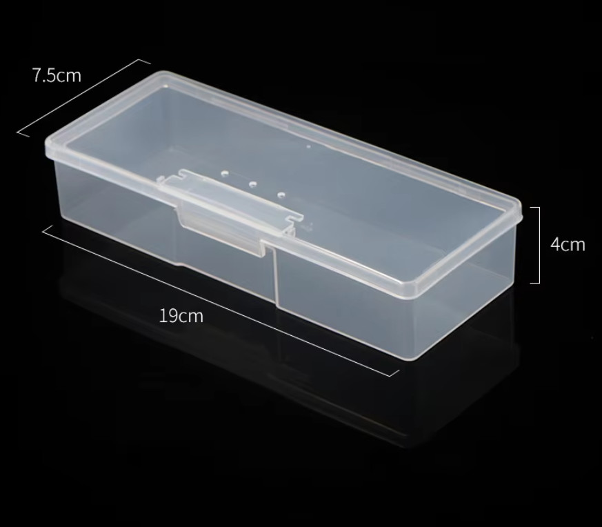 Nail Art Rectangle Plastic Transparent Storage Box Nail Rhinestone Brush Pen