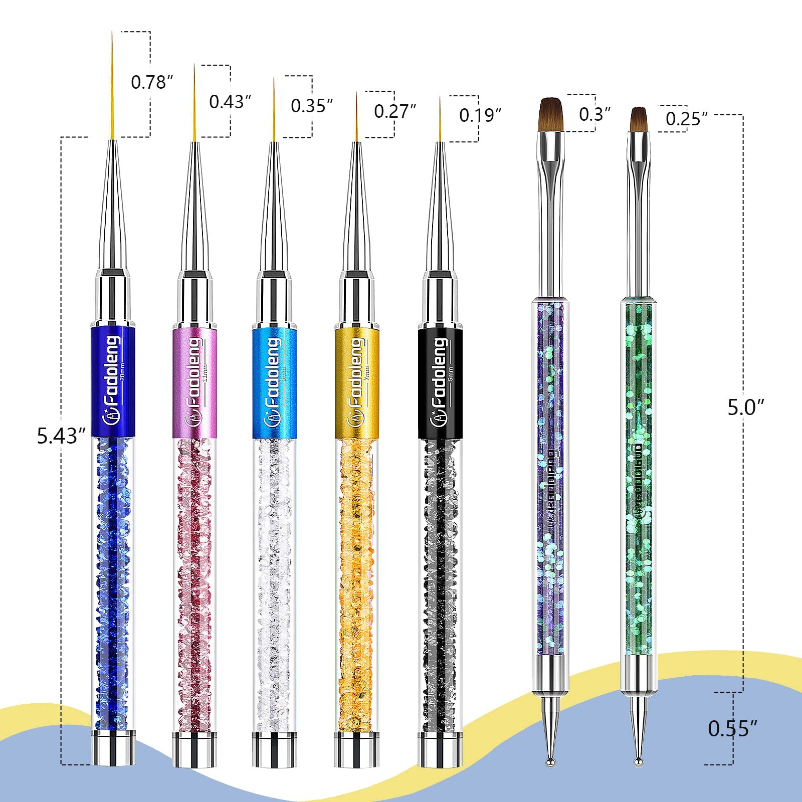 Nail Art Brushes, 7Pcs Nail Design Brushes for Salon at Home DIY Manicure wit…