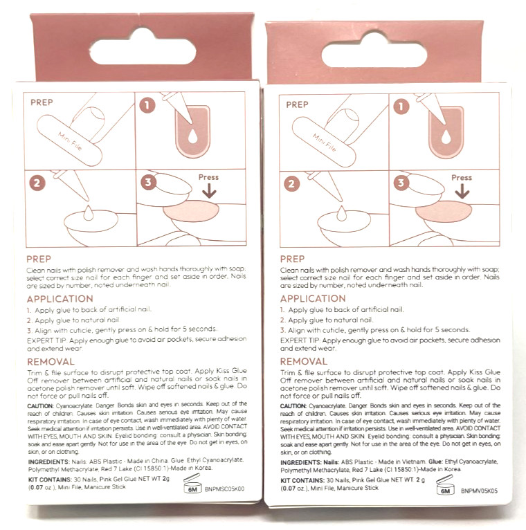 (2) Kiss Bare But Better Premium Nails New In Packaging 91360 BNP01