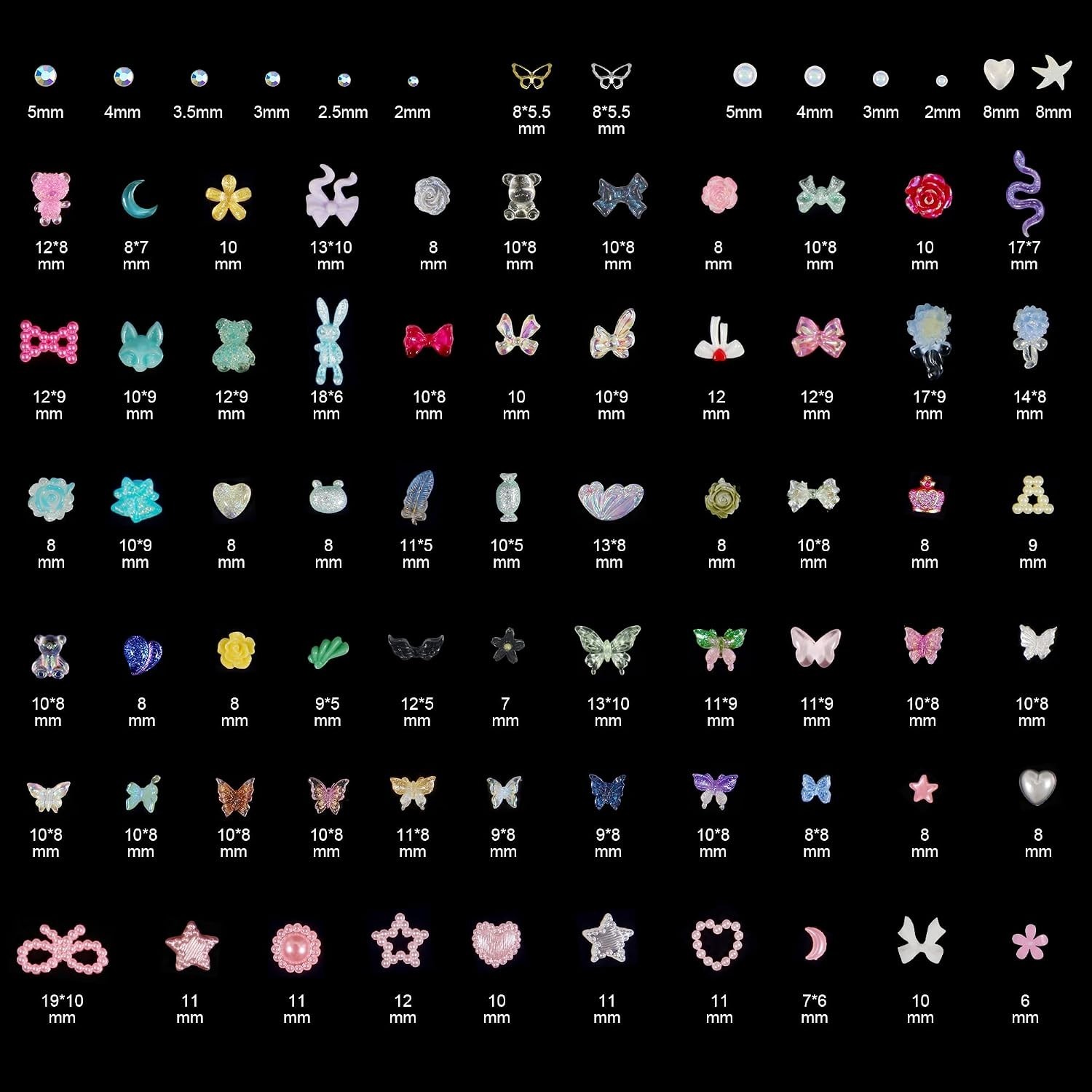 Elegant Nail Art Studs Kit – 2 Boxes of 3D Charms for Gorgeous Nail Designs