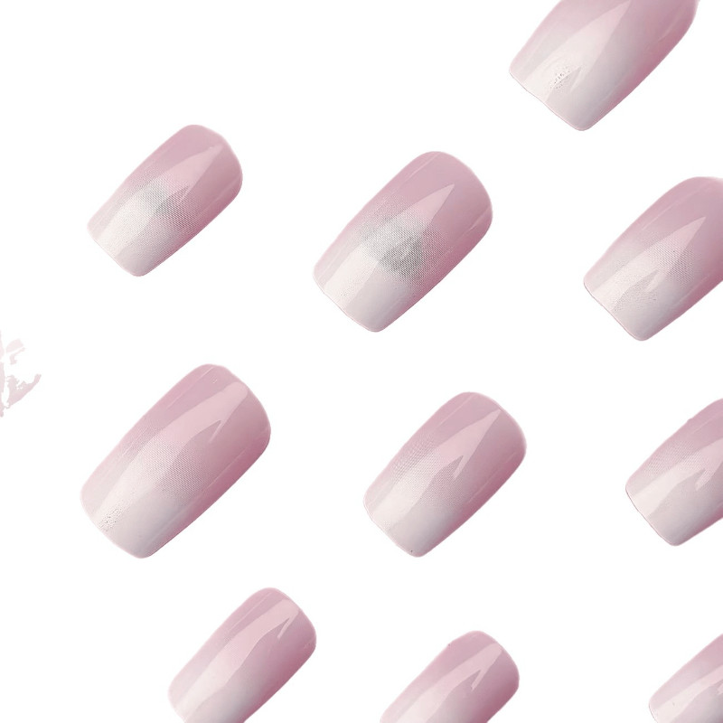 48 pieces of short square armor nude pink white gradient wearing nail art
