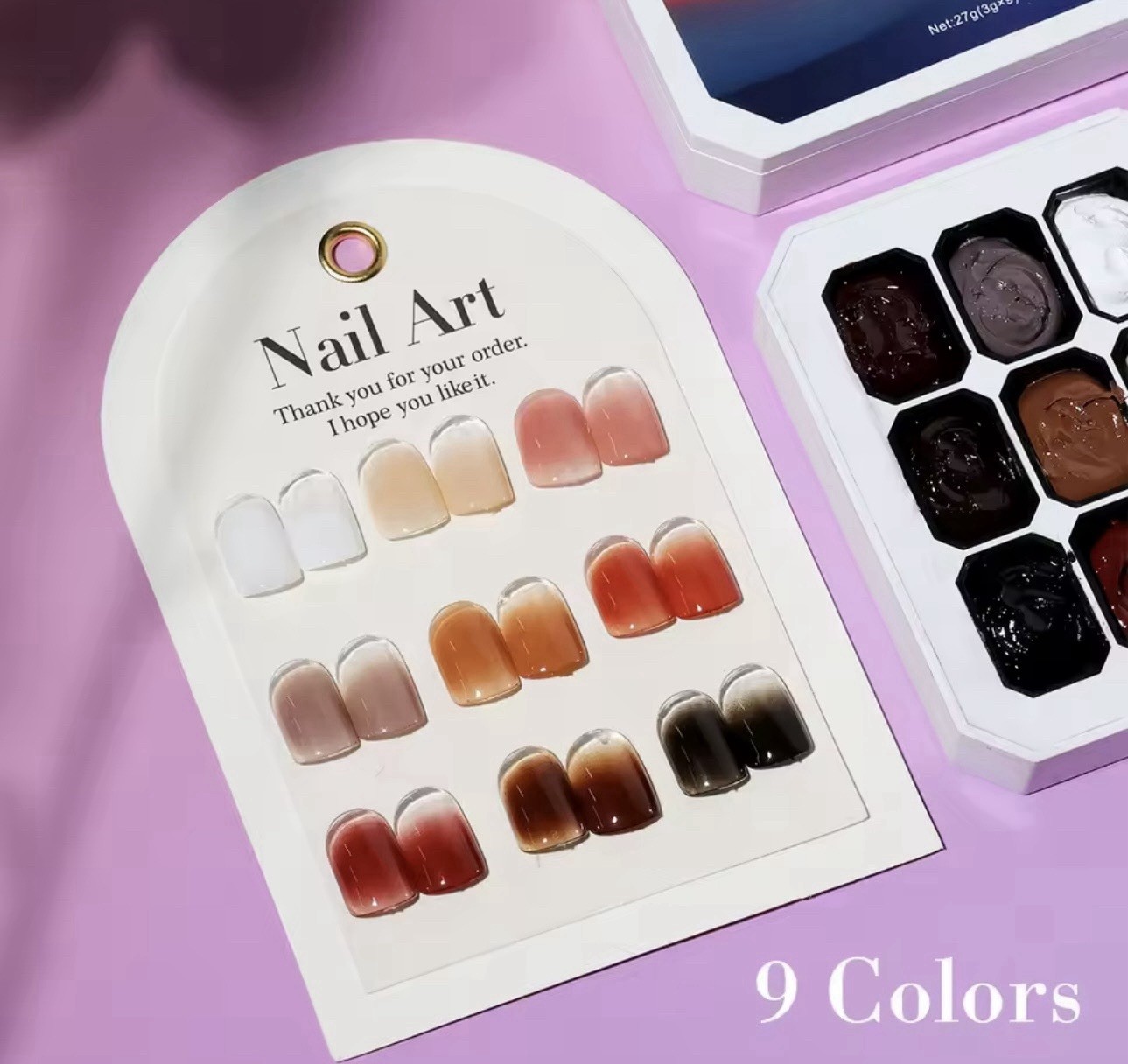 Nail Gradient Painting Gel 9-Color Ombre Art Box Rouge Palette DIY Design