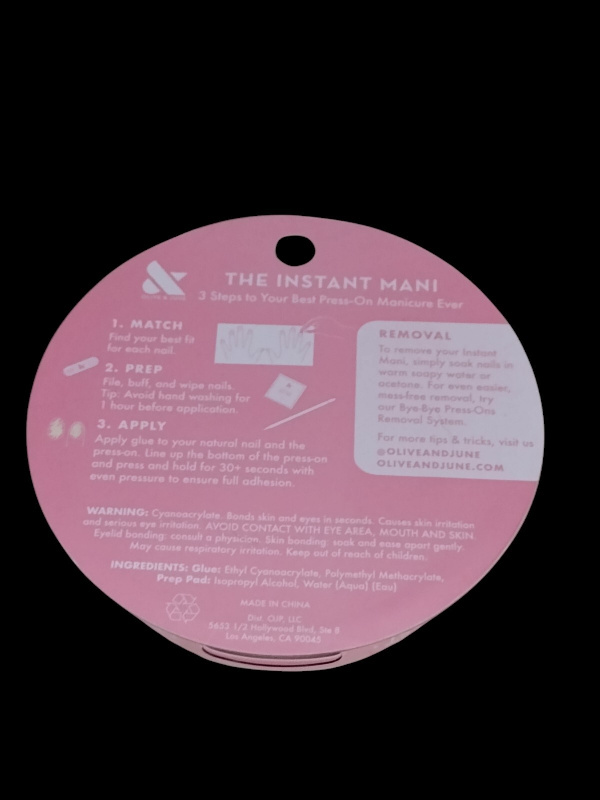 Olive & June Press-On Nails THE INSTANT MANI 42ct Medium Length PINK GOLDFISH