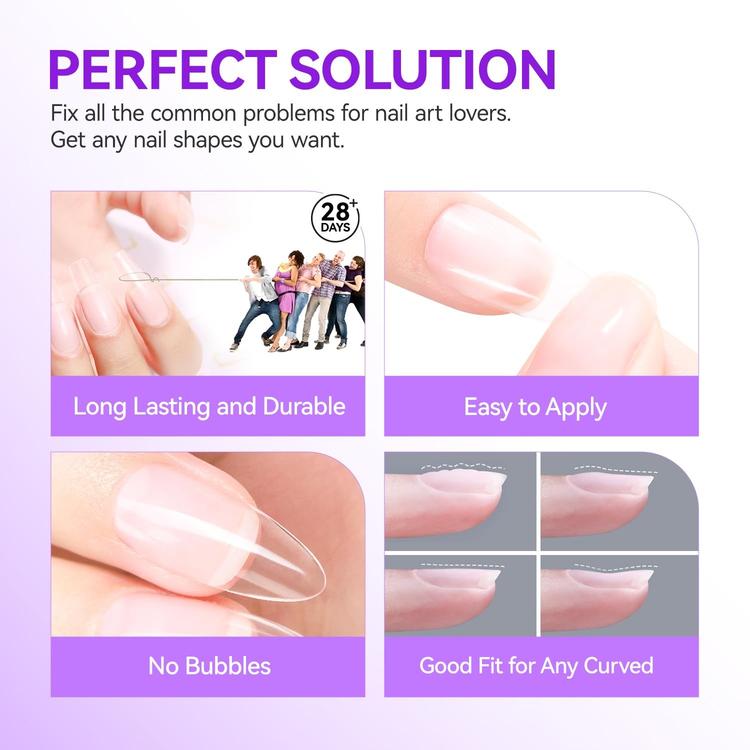 Gel Nail Glue UV – 6 in 1 Gel Glue for Nail Tips Need UV Light, 2PCS Strong Adhe