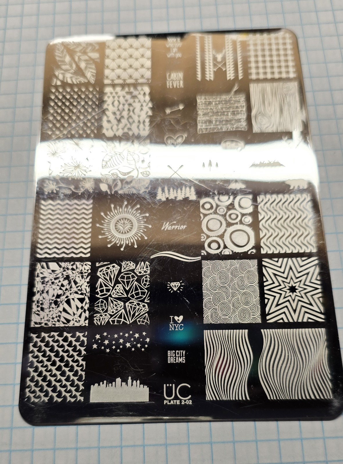 UBER CHIC UC 2-02 Nail Stamp Plate UberChic Big City Camping Plaid Nyc Cabin Bea