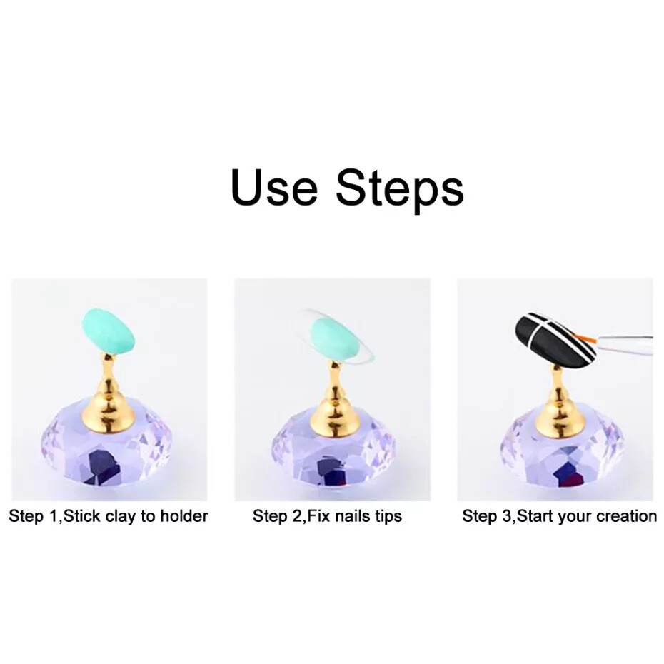 Crystal Magnetic Manicure Nail Art Practice Display Stand False Tip Holder Tool