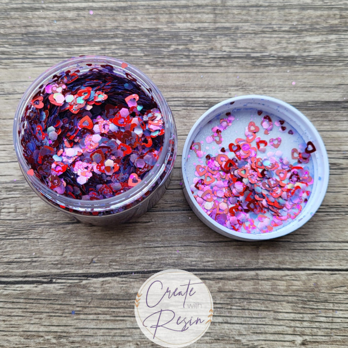 Heart Glitter Mix for Epoxy Resin 20g Nail Art Slime Shaker Craft, UK Resin Supp