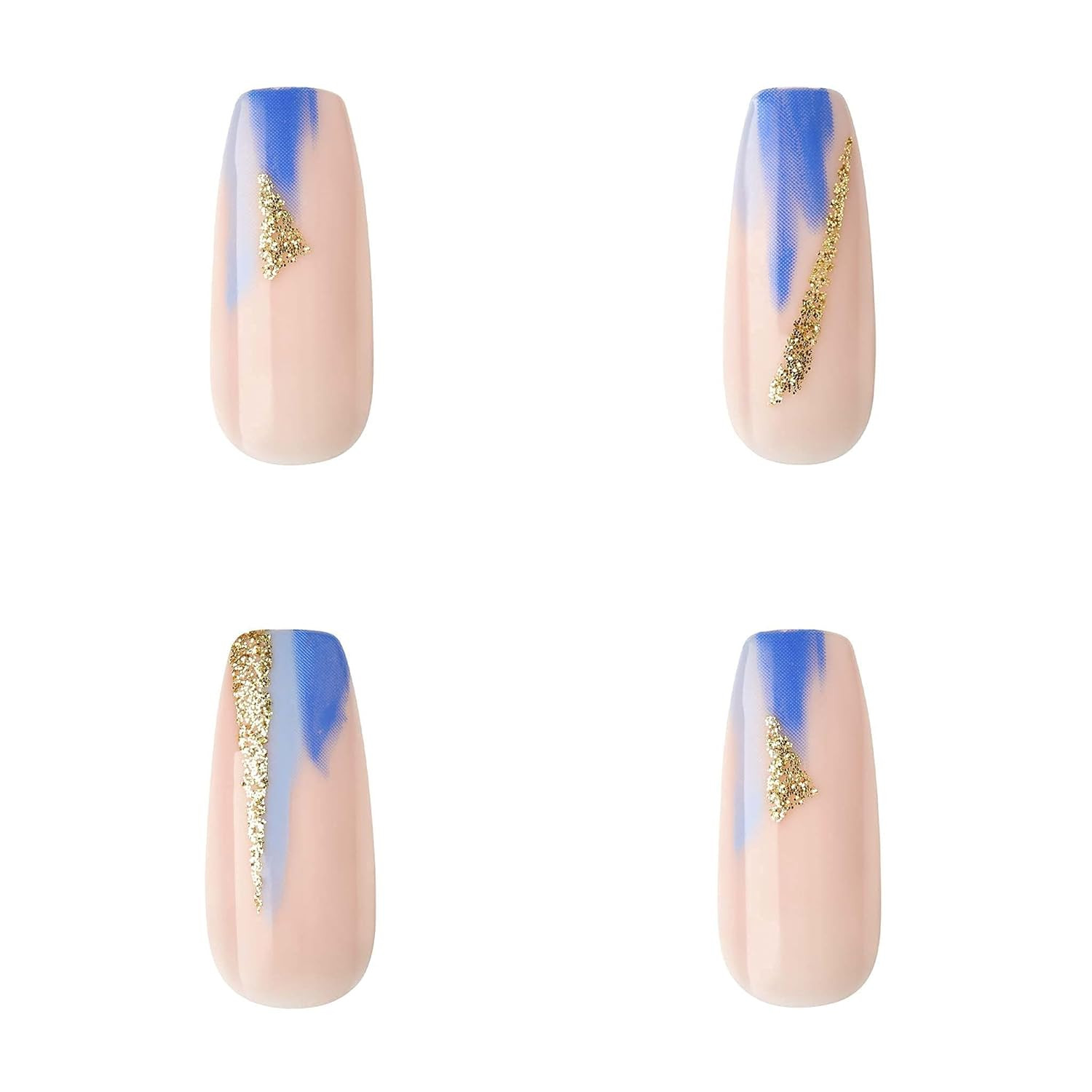 Gold Finger Gel Glam Nail Press On Gel Kit Polish Free Manicure Long Length GD15