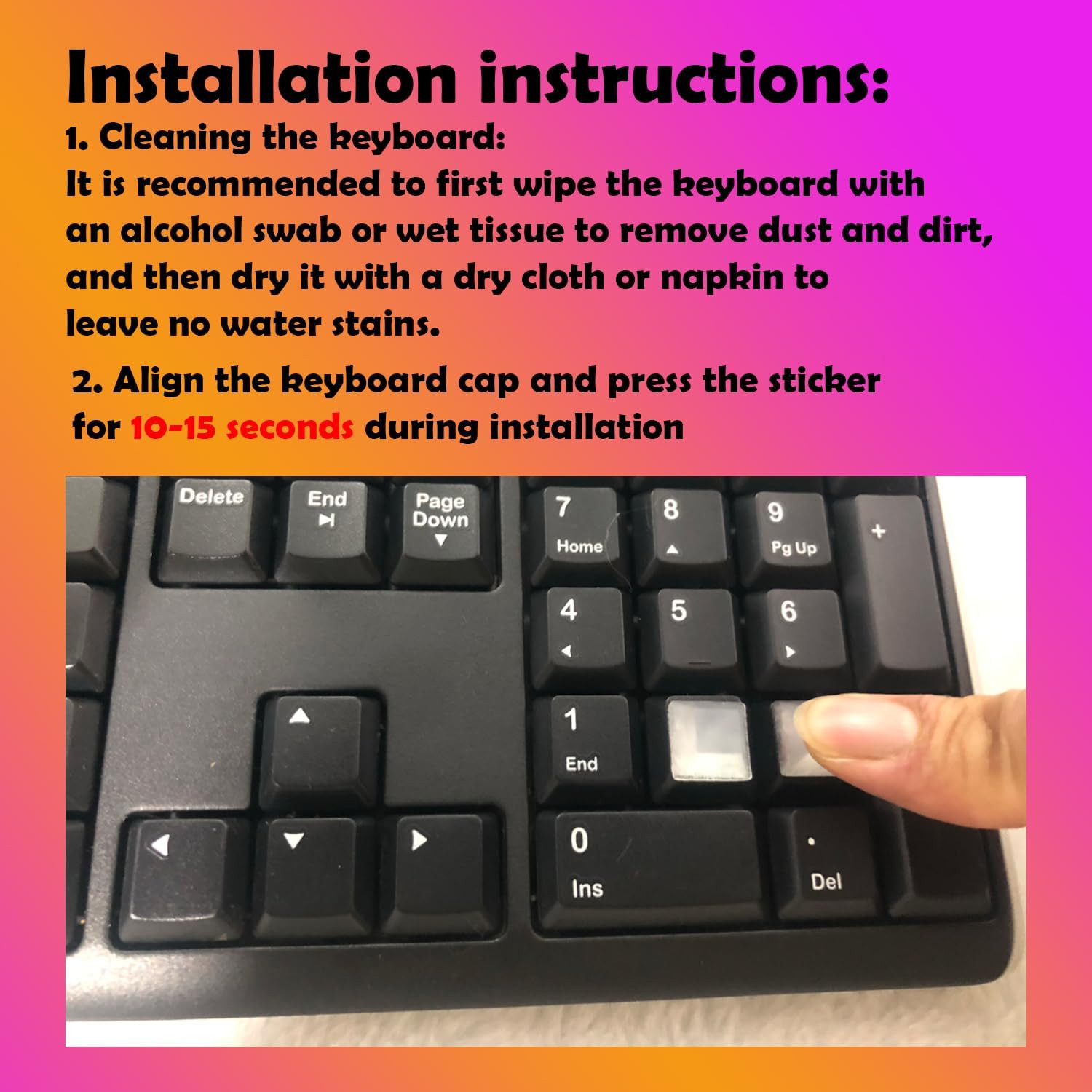 Raised Keyboard Sticker with DIY Character Decals for Nail Art Typing, Adhesive