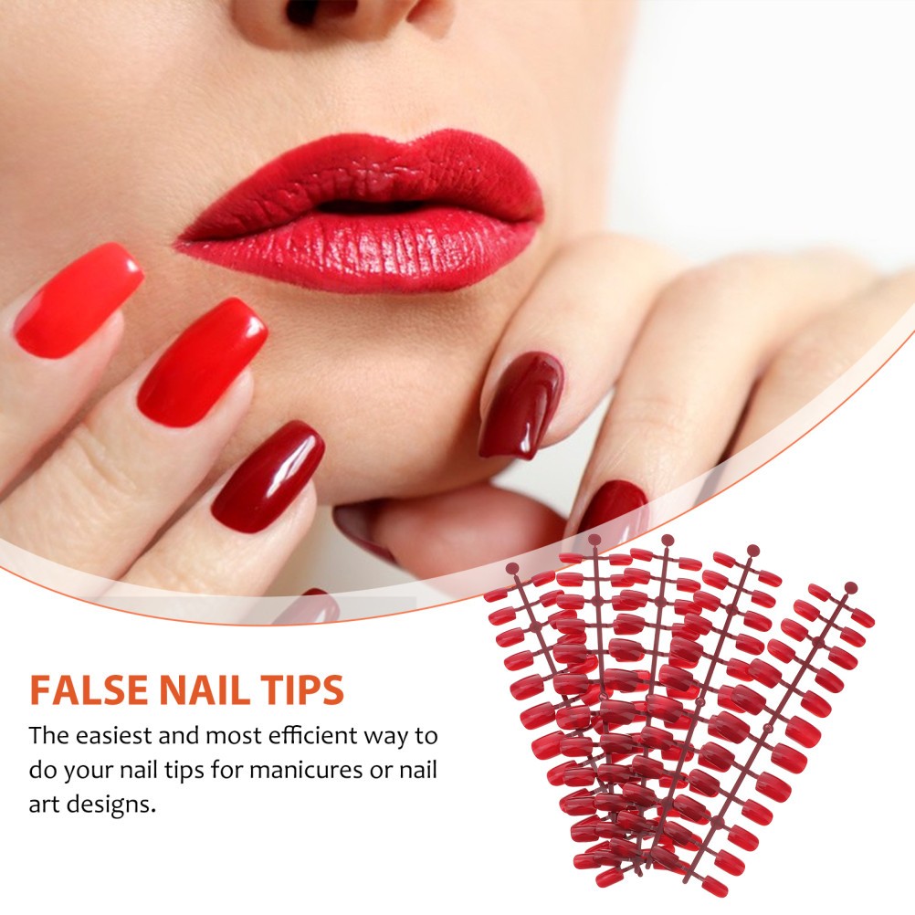 120Pcs Reusable Red False Nail Tips for Nail Art DIY and Manicure Use