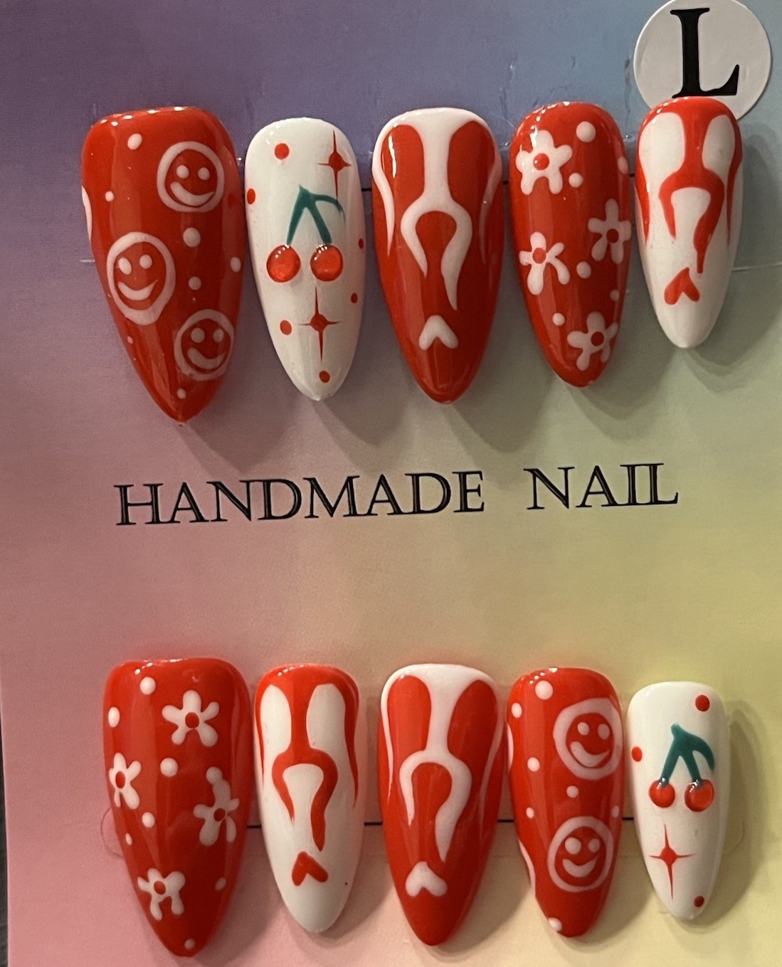 3D Acrylic Press-On Nails, Full Set, Long Almond, Large. ✨SEE DESCRIPTION✨