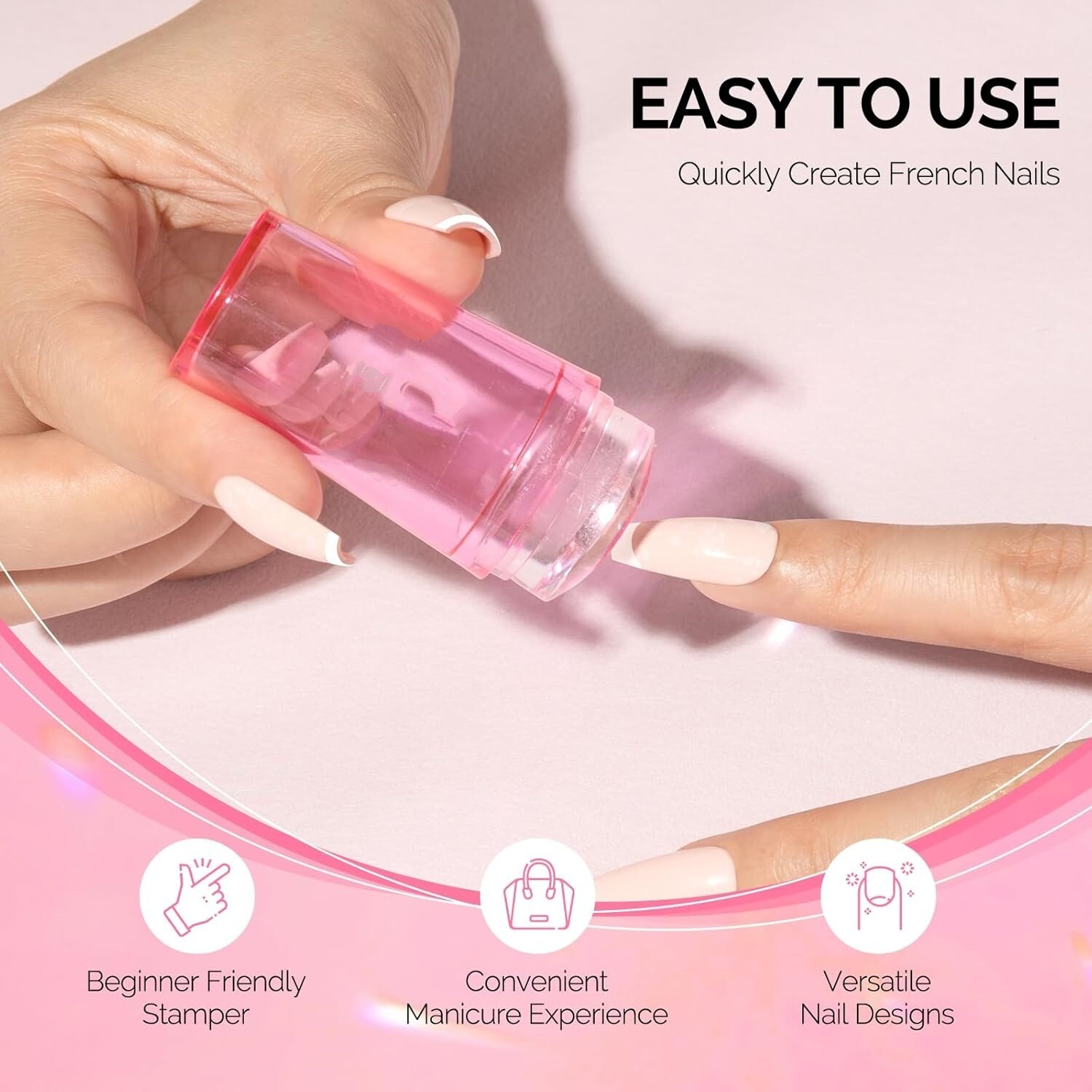 Kit de estampador de uñas francés (2 unidades), sello de silicona con raspador