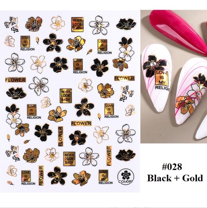 Gold Black Abstract Nail Art Stickers (Group 1)