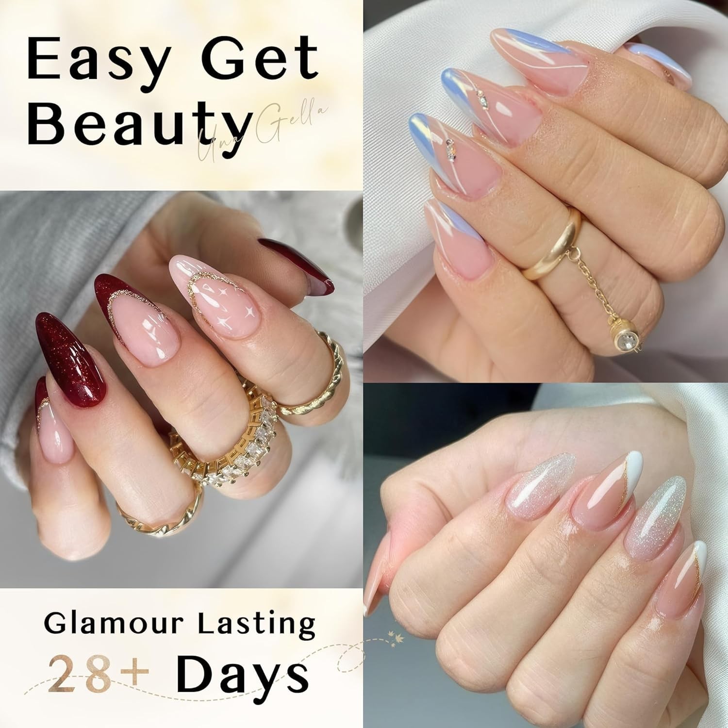 Comfort Fit Medium Almond Gel Nail Extensions – 504pcs for Easy Manicure