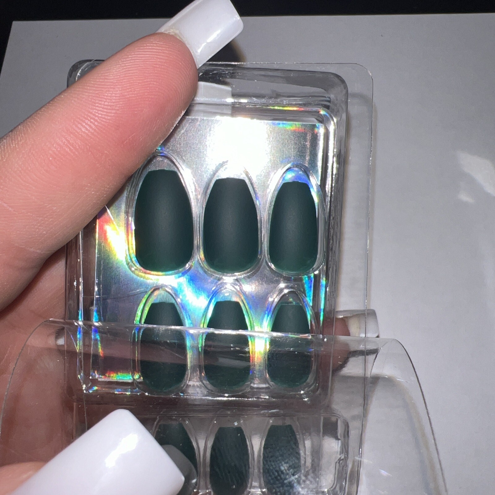 24pc Claire’s Fake False Press On Nails Glue On Vegan Green Matte Coffin