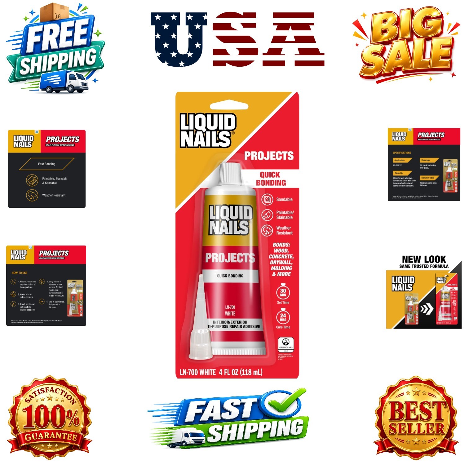 4-Ounce Small Projects and Repairs Adhesive | Waterproof Interior/Exterior Gl…