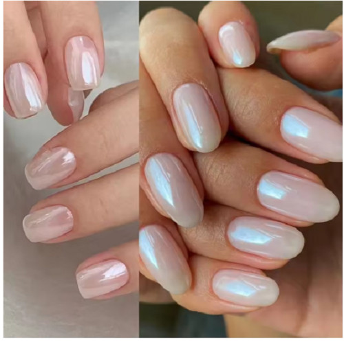 Moonlight Pearl White Nails Glitter Dust Chrome Aurora White Rubbing on Powder S