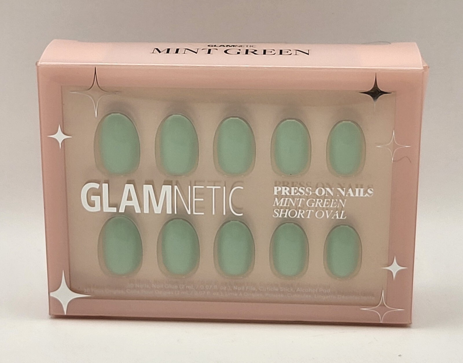 Glamnetic Press On Nails MINT GREEN | Short Oval UV Finish 30 Nail Kit w/ Glue