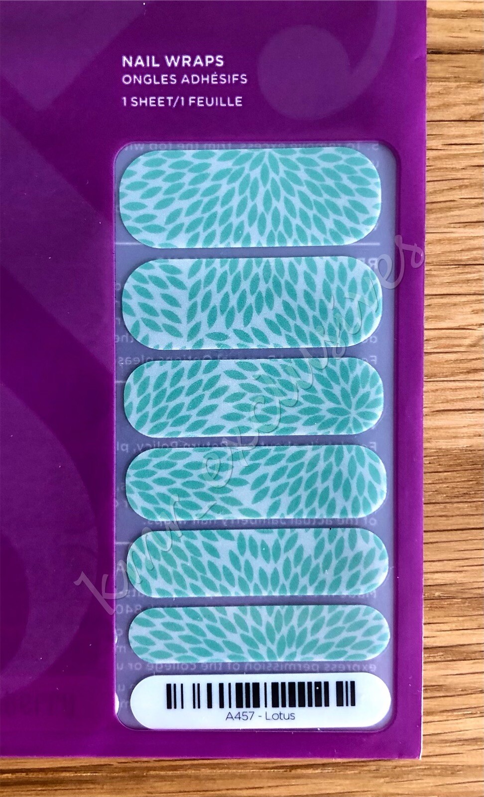 NIP Jamberry Retired Vinyl Nail Wraps Full Sheet “Lotus” Teal w Geo Leaf Pattern