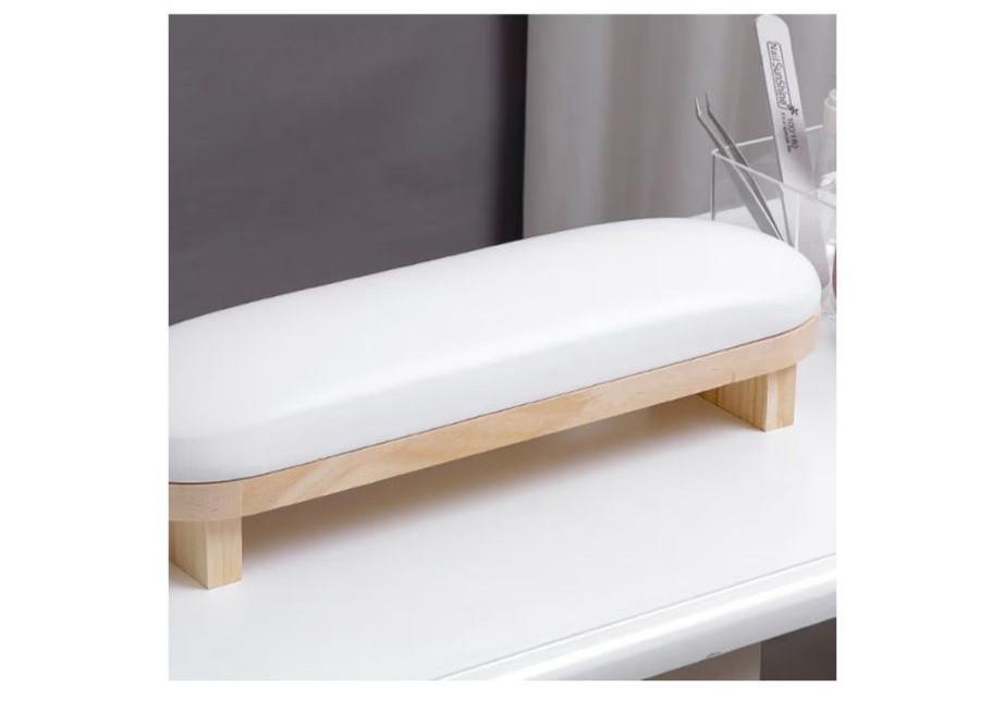 Manicure Hand Rest Pillow Nail Table Sponge Cushion With Wooden Base White