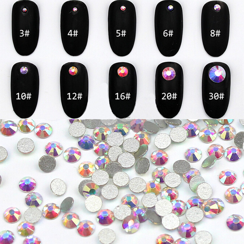 288 720 1440pcs Crystal Montana FlatBack Nail Art Rhinestones 3D Tips Decoration