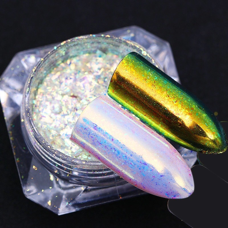 AURORA CHAMELEON FLAKES NAIL POWDER AB Unicorn MIRROR Effect RAINBOW Nails (AF5)
