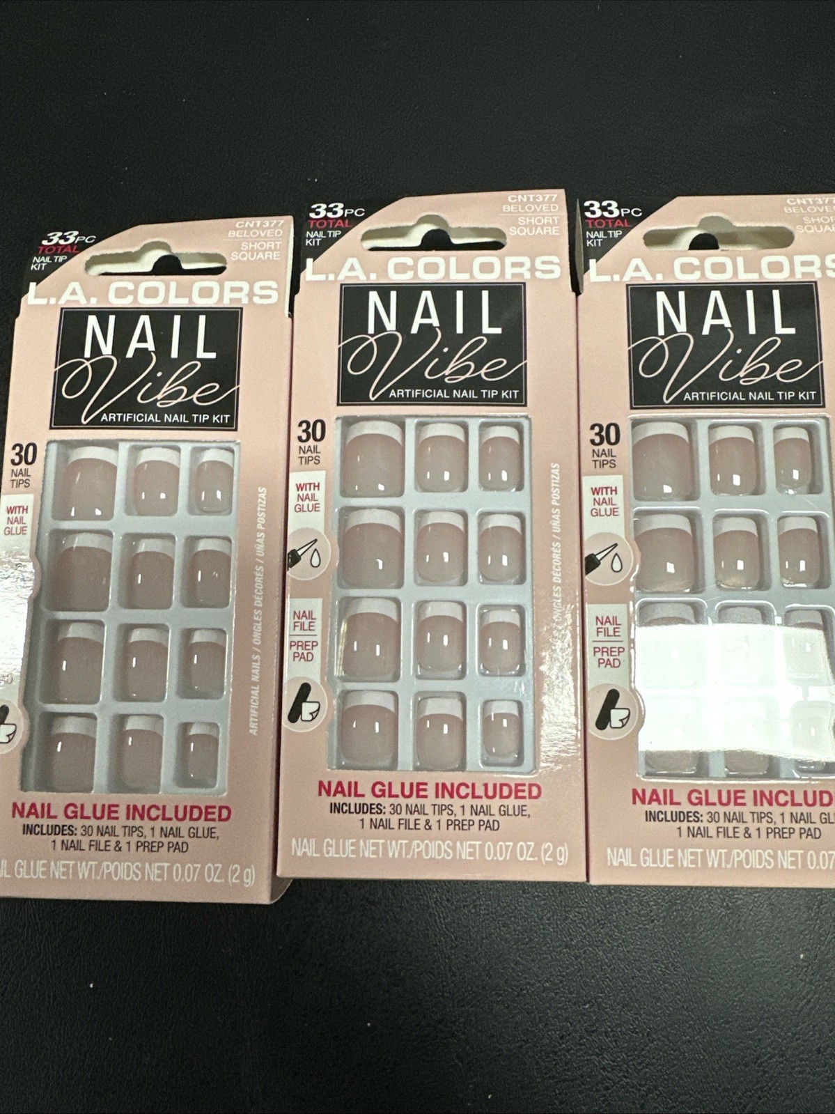 (3) L.A. Colors Nail Vibe Artificial Nail Kit, Beloved – 30 Nail Tips Included