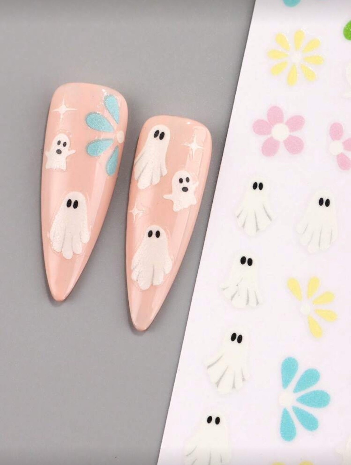 Glow in the Dark Ghost Nail Art Stickers Halloween Flower Design DIY Nails Y034
