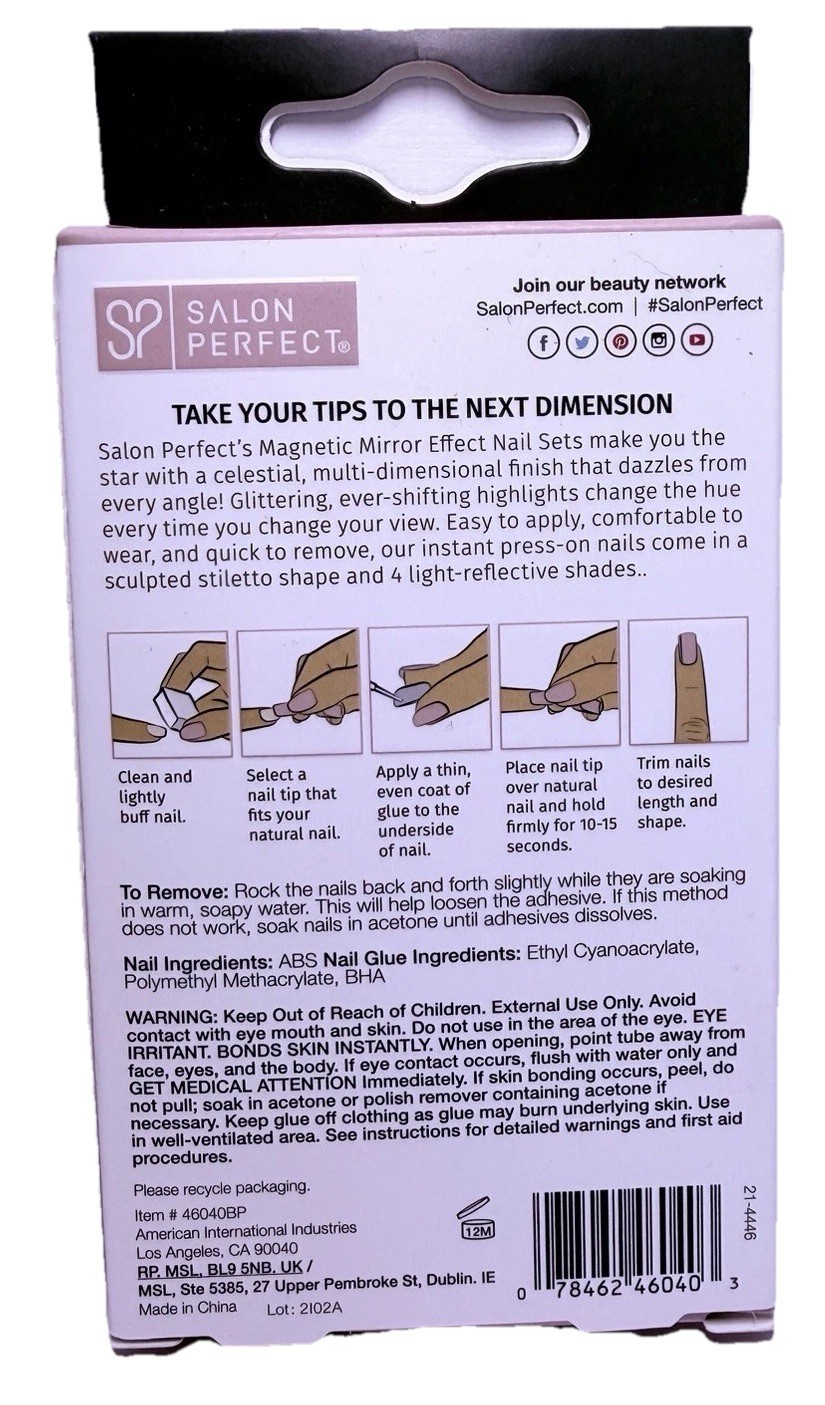 Salon Perfect “Soft Pink Champagne Mirror Finish” Nails | 30 Nails + Glue + File