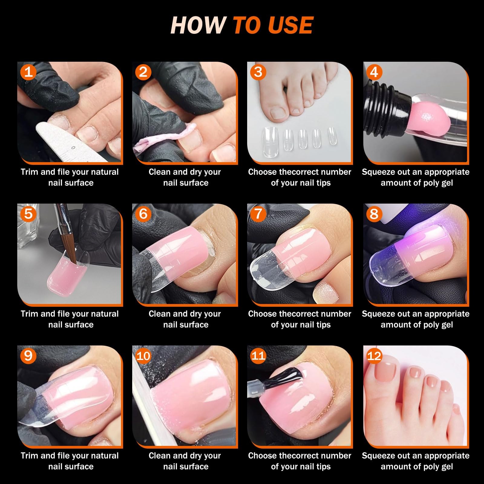 Toe Dual Forms for Poly Gel, 150PCS French Nail Forms for Toes, 15 Sizes Clea…