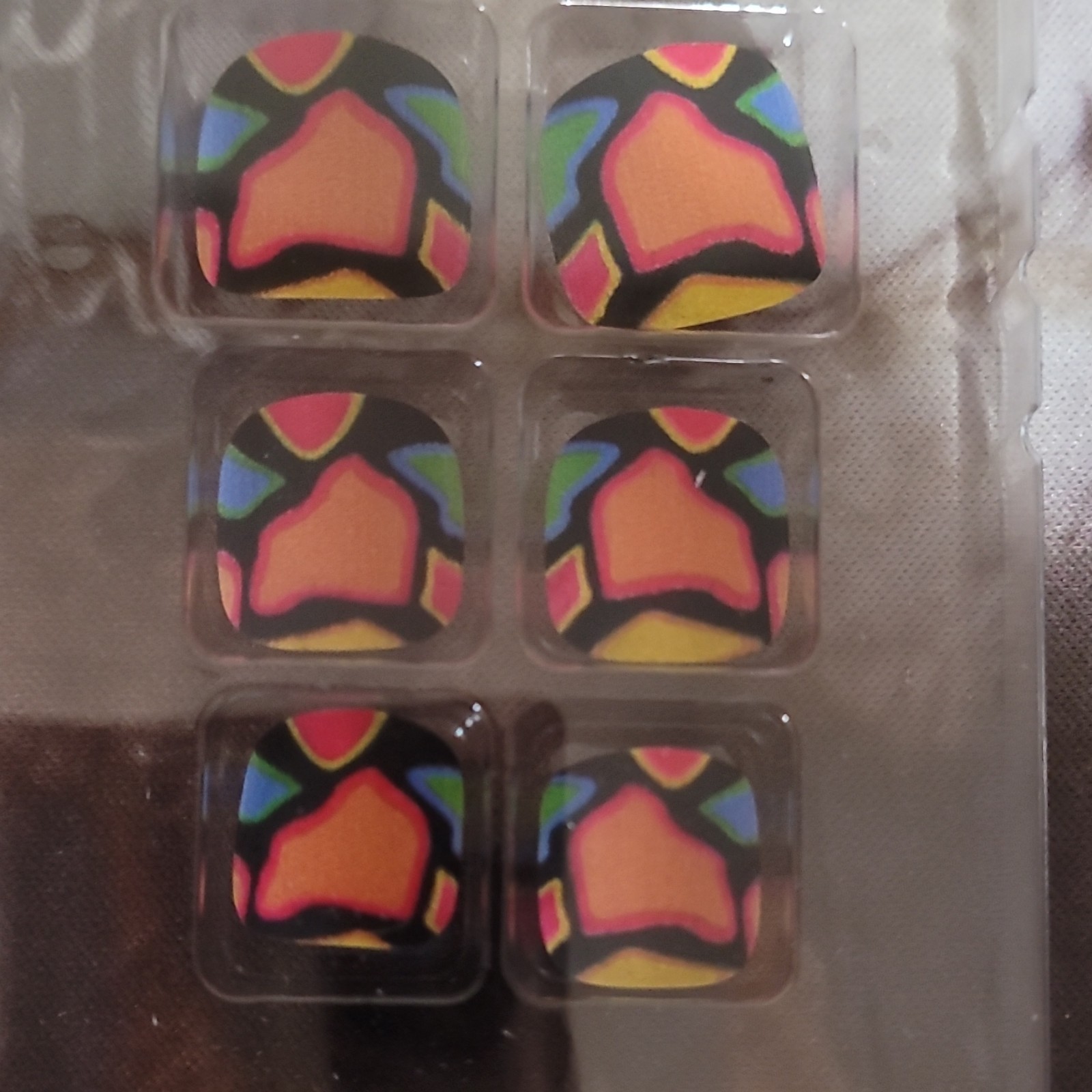 Pre-Designed Press-On Toe Nails Short Square Geometric Multicolor