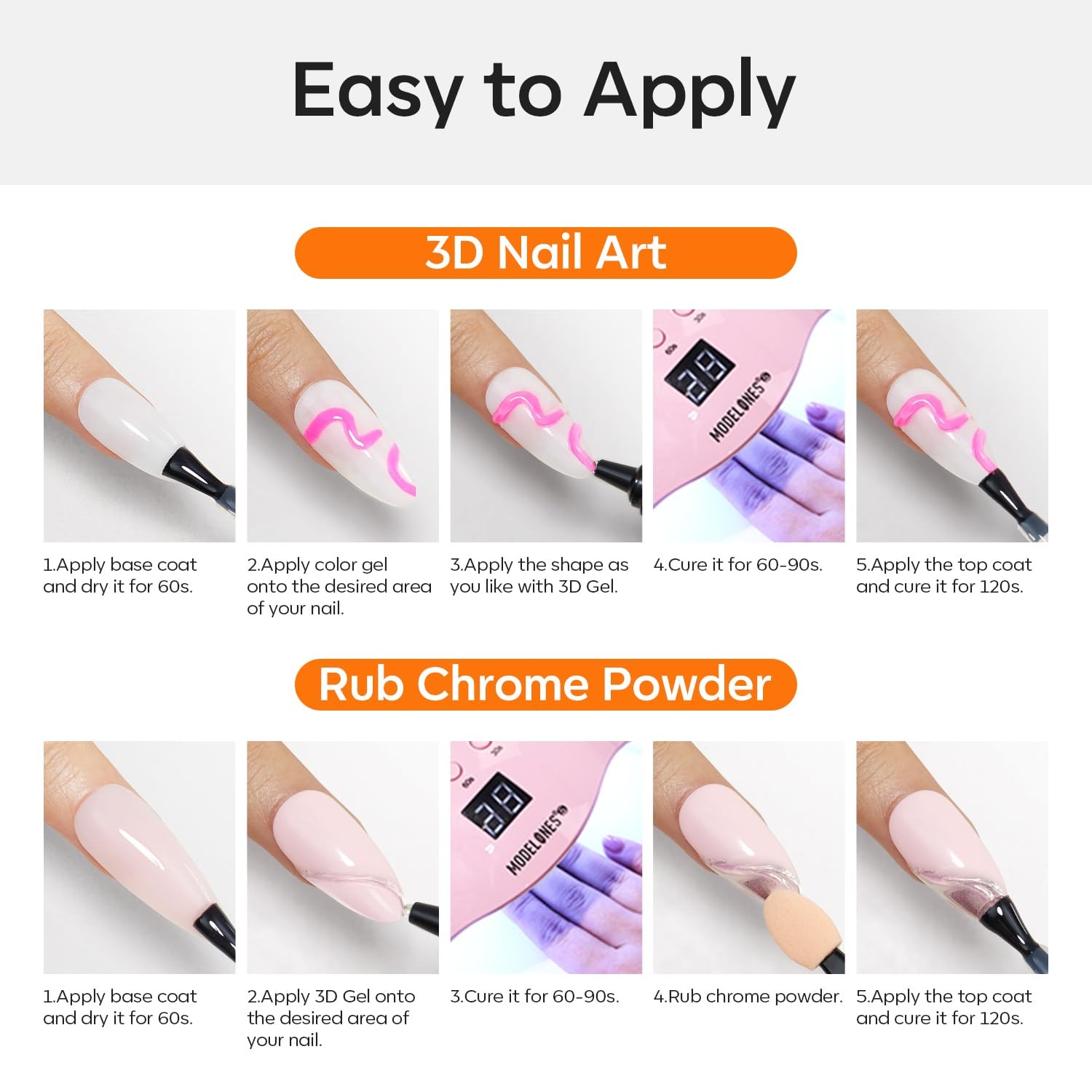 Modelones Clear 3D Gel Nail Art, 15g Sculpting Glue for 15g, T2-3D